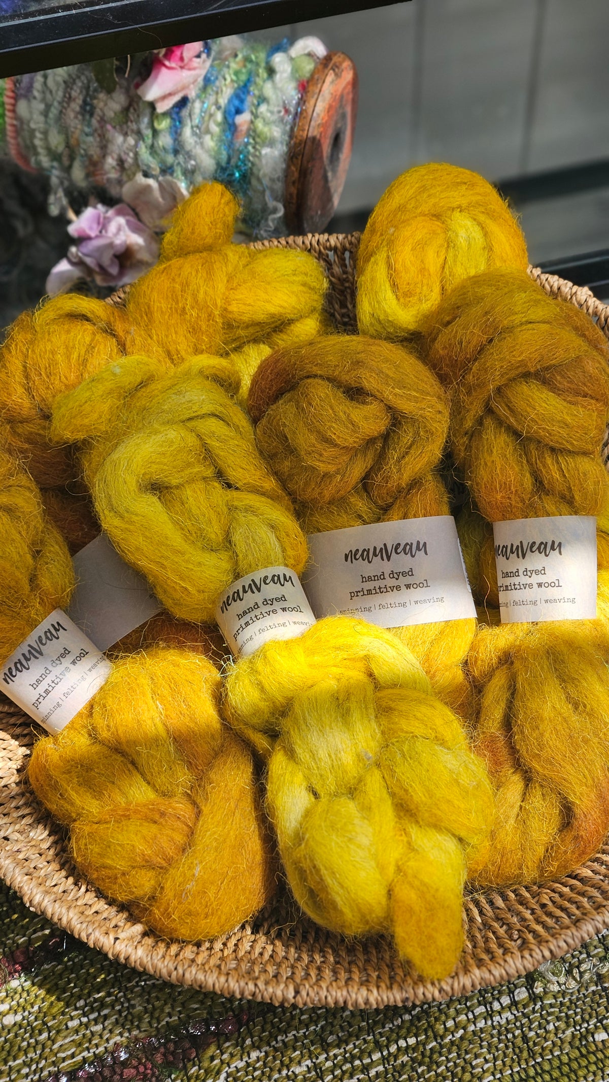 Tallow - primitive hand dyed wool roving for felting and blending - 2 ounces | 57 grams