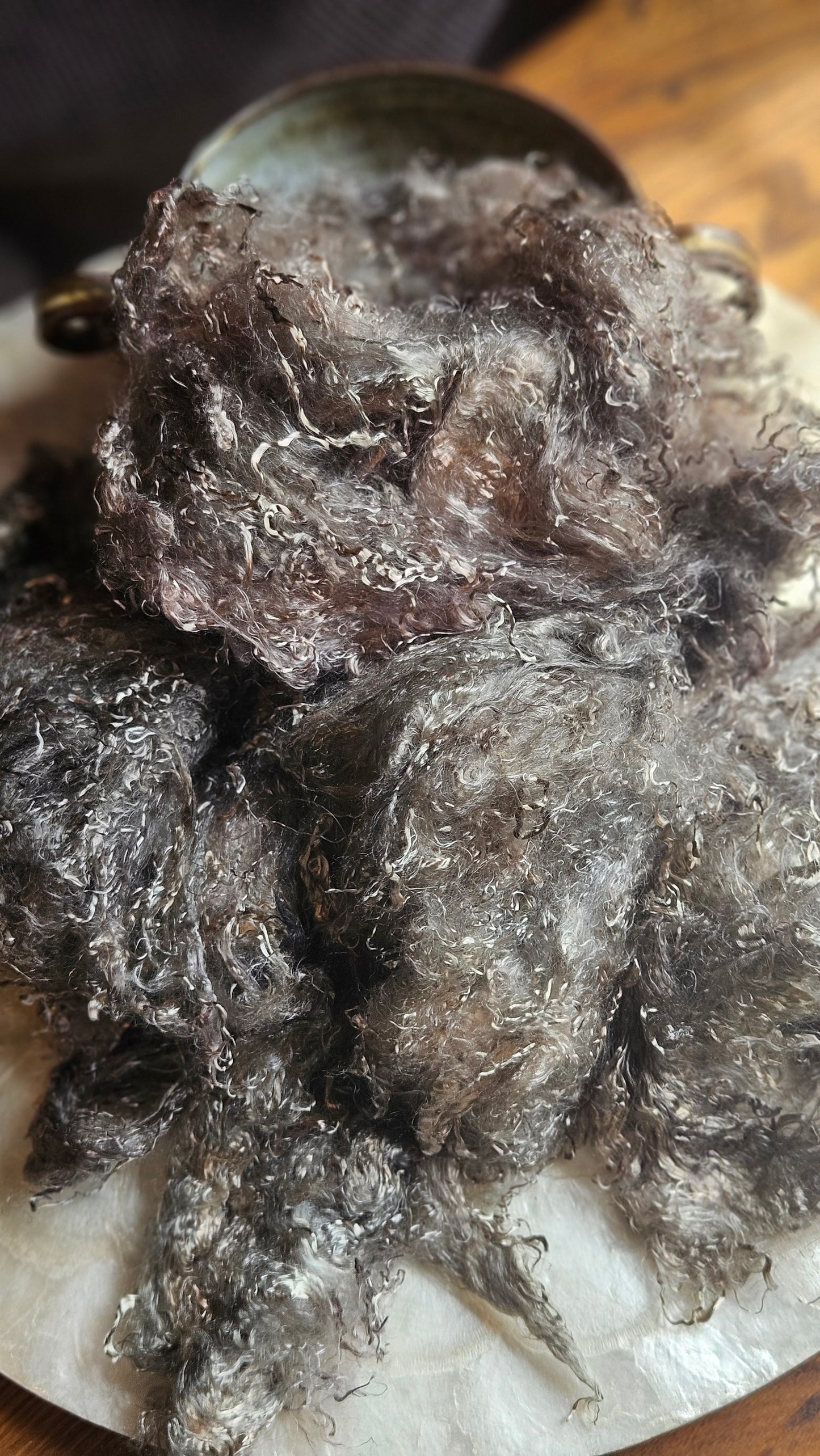 HEMATITE - hand-dyed eucalyptus crimp faux-silk for art yarn embellishing, fiber blending, felting, and papermaking - 2 oz | 57 g