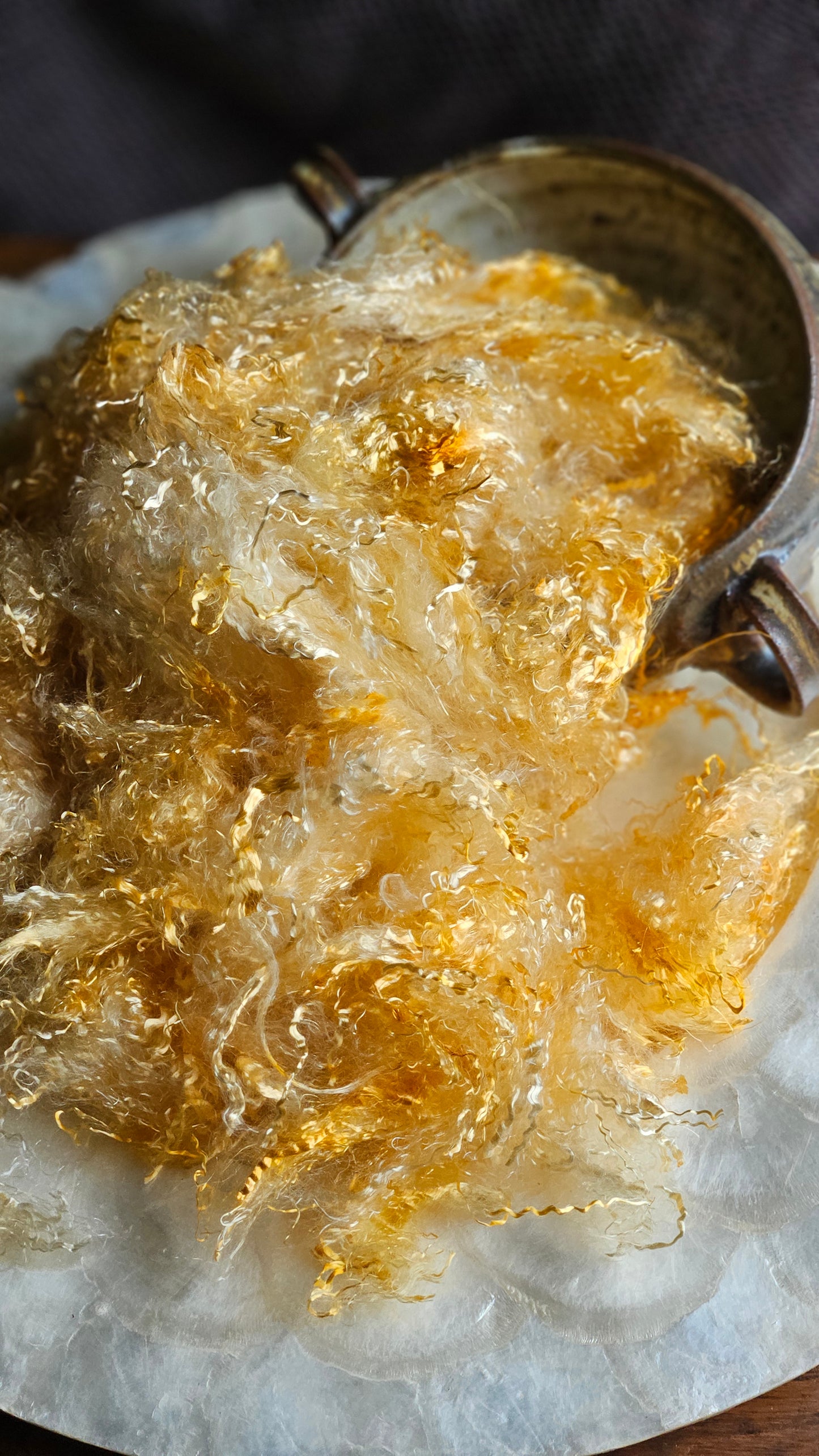 SUNSTONE - hand-dyed eucalyptus crimp faux-silk for art yarn embellishing, fiber blending, felting, and papermaking - 2 oz | 57 g