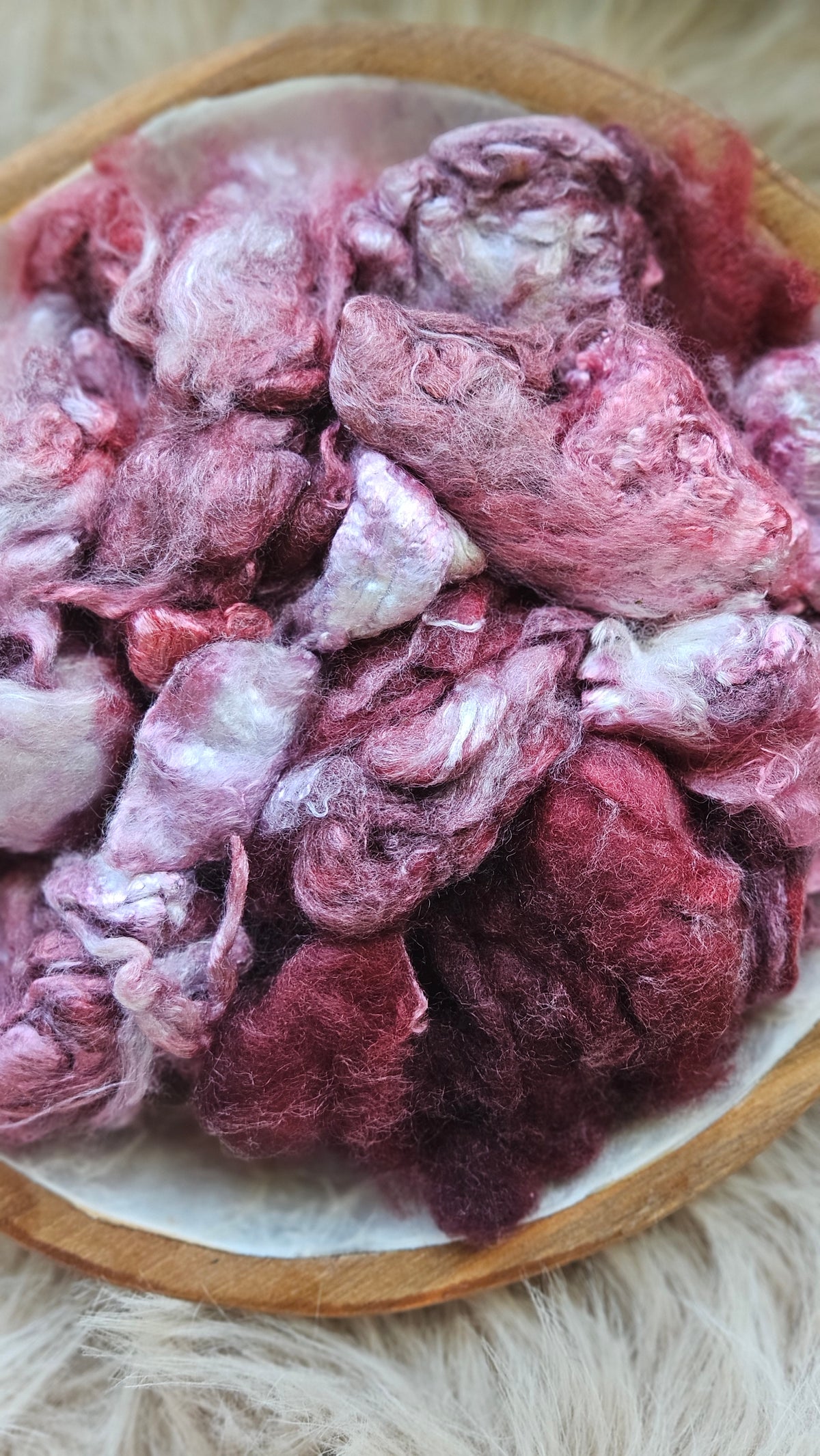 Linzer - hand-dyed fine wool and silky bamboo mill ends - 5 oz |  142 g