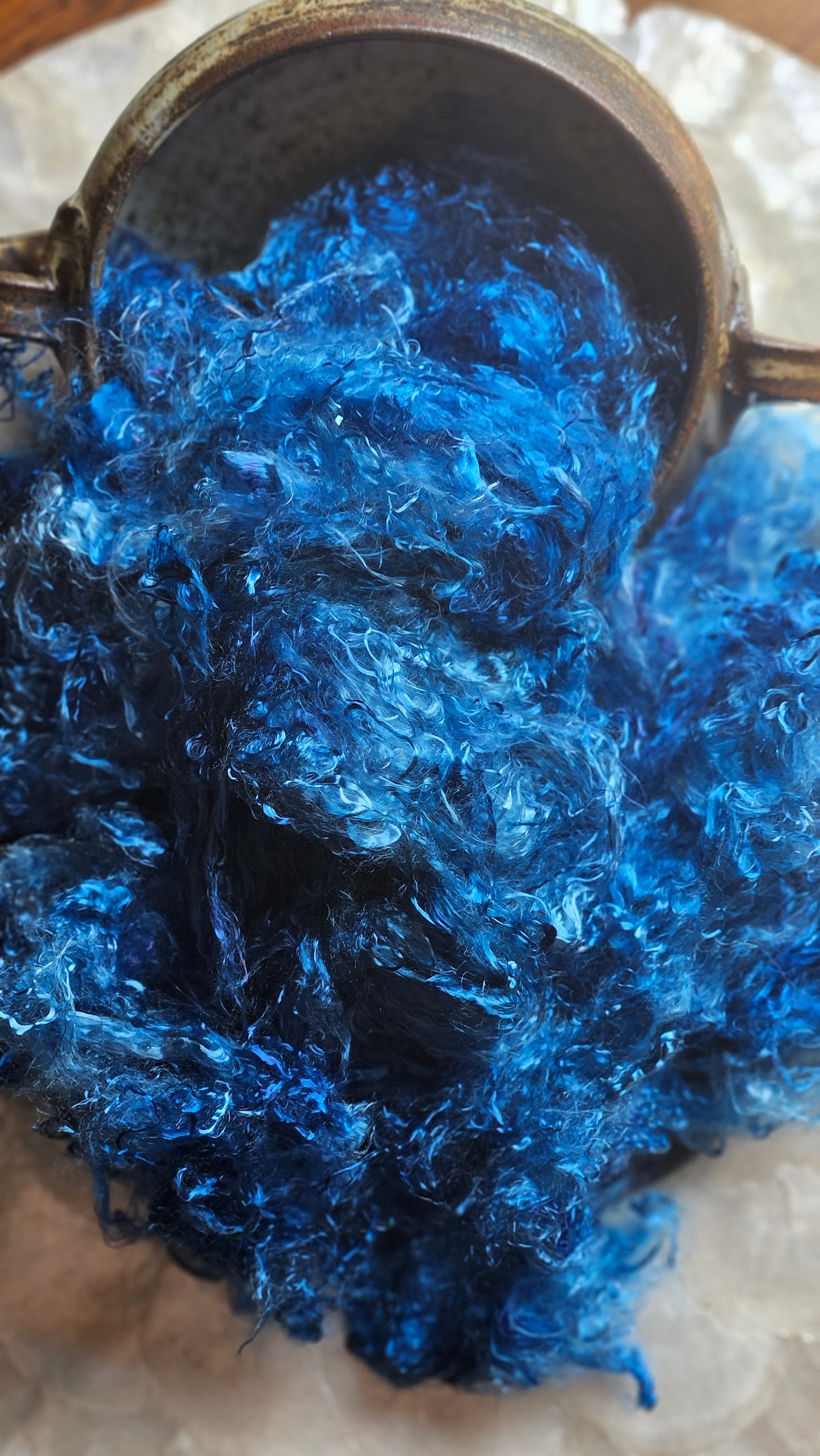 AZURITE - hand-dyed eucalyptus crimp faux-silk for art yarn embellishing, fiber blending, felting, and papermaking - 2 oz | 57 g