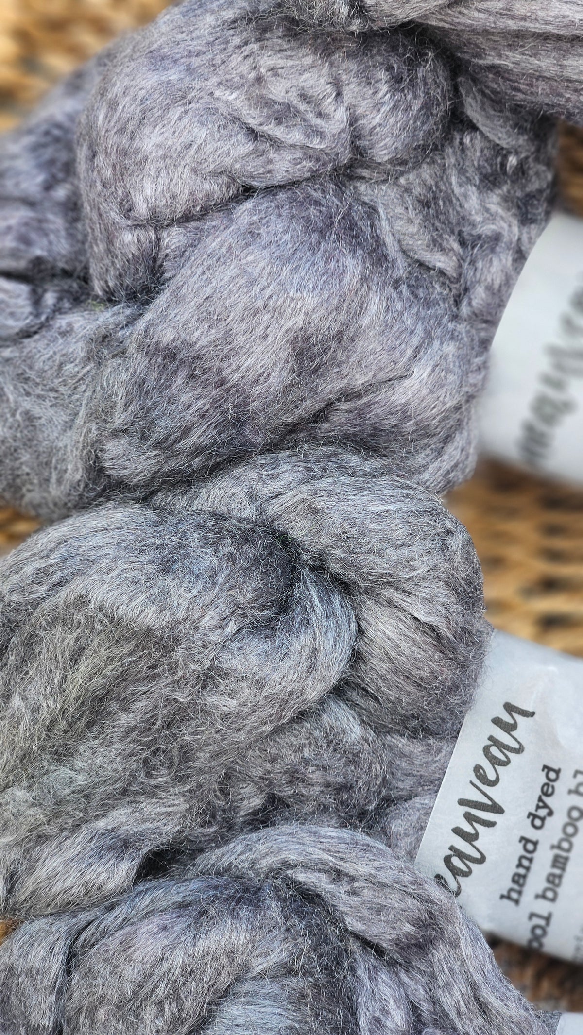 Charcoal Pearl - wool bamboo roving for felting and blending - 2 ounces | 57 grams