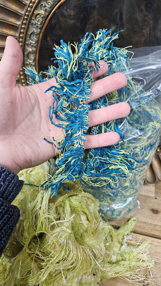 QUARTZ BEACH - shaggy fringe ribbon for tapestry weaving and fiber art - QUARTZ10 (1.4 lb)