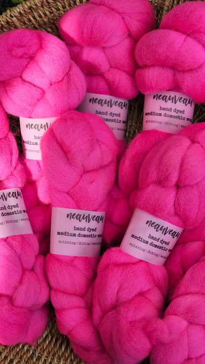 Flamingo - medium wool roving for spinning & felting - 2 ounces | 57 grams