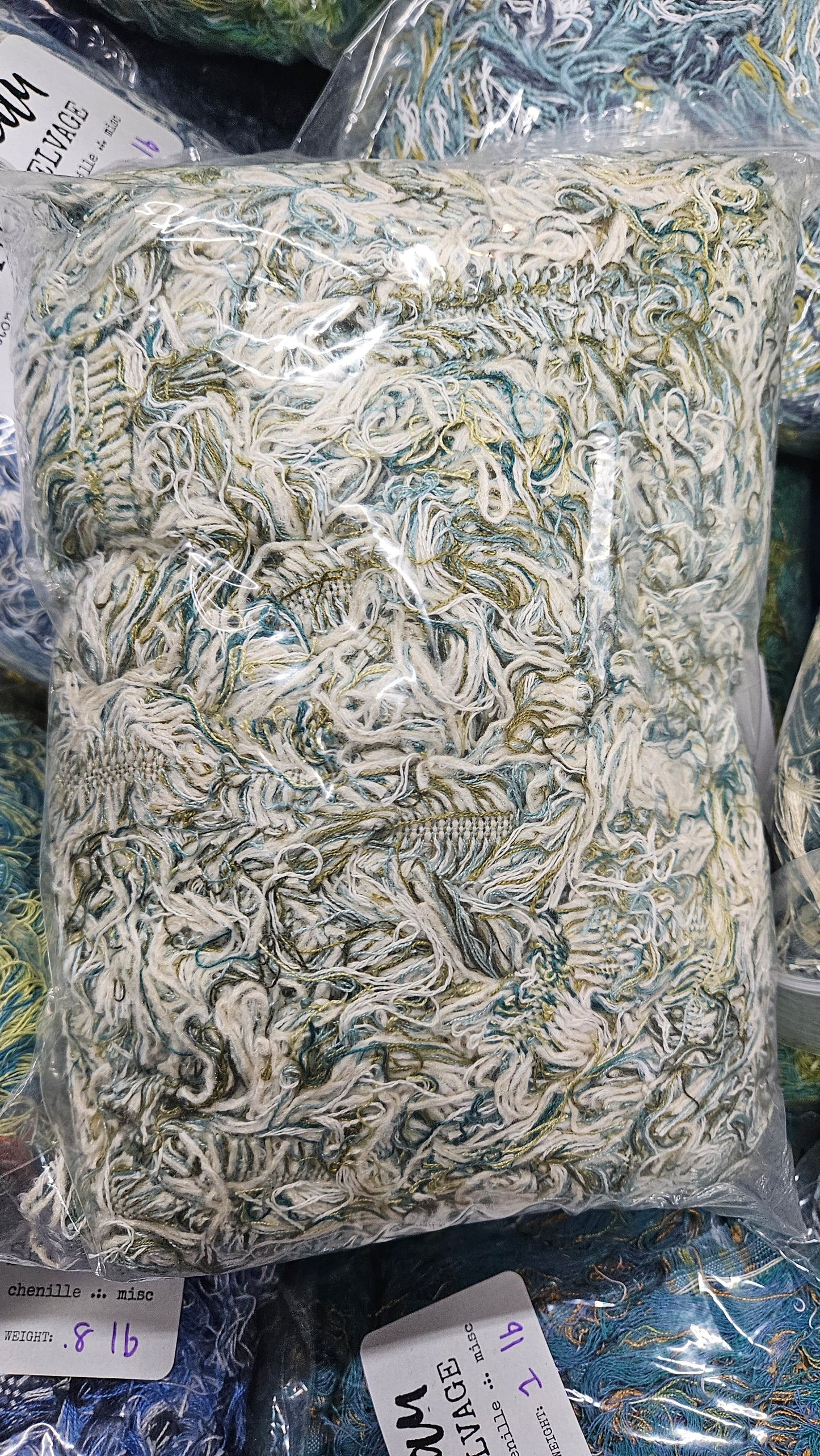 MINT GARDEN - textile selvedge for rug and art weaving and art yarn - MINT010 (1 lb)