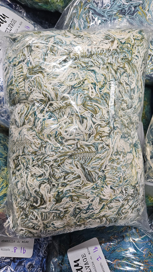 MINT GARDEN - textile selvedge for rug and art weaving and art yarn - MINT010 (1 lb)