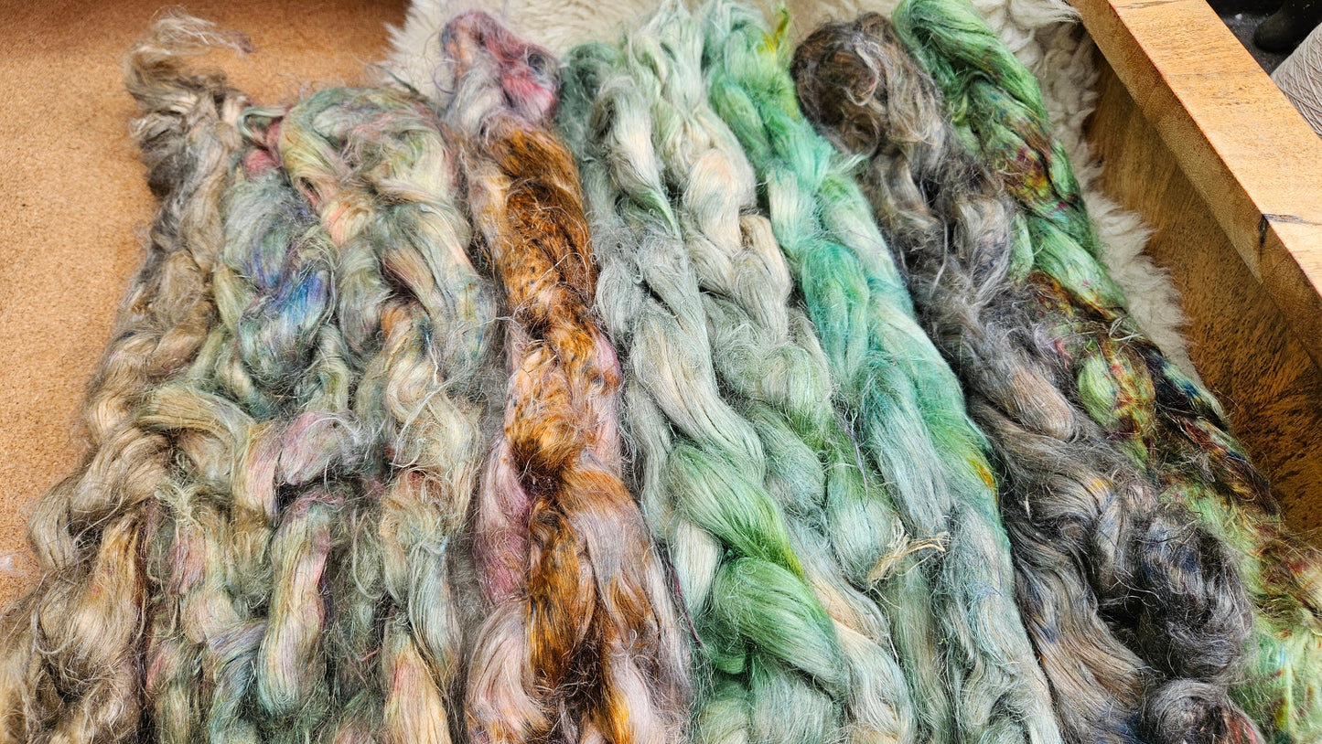 DRAGON Hand-Dyed Fine Hemp for fiber art, texture blending, and papermaking - 2 ounces | 57 grams