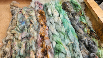 DRAGON - rare hand-dyed hemp top for carding into art batts - 2 ounces | 57 grams