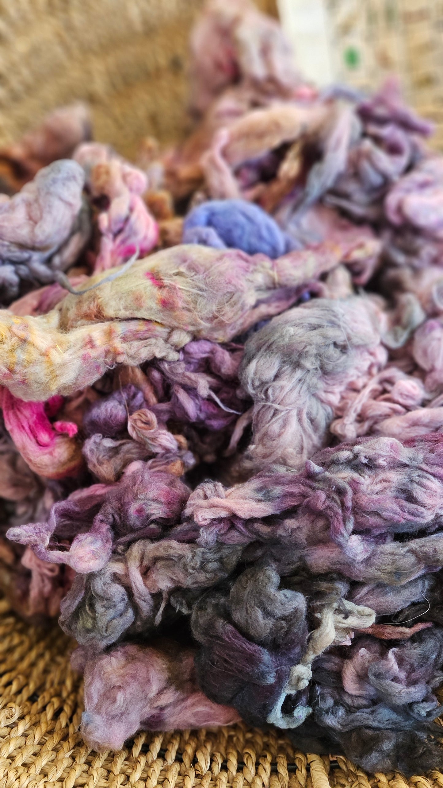 ABYDOS Hand-Dyed Organic Extra Fine Cotton Noil for fiber art, texture blending, and papermaking - 1 ounce | 28 grams