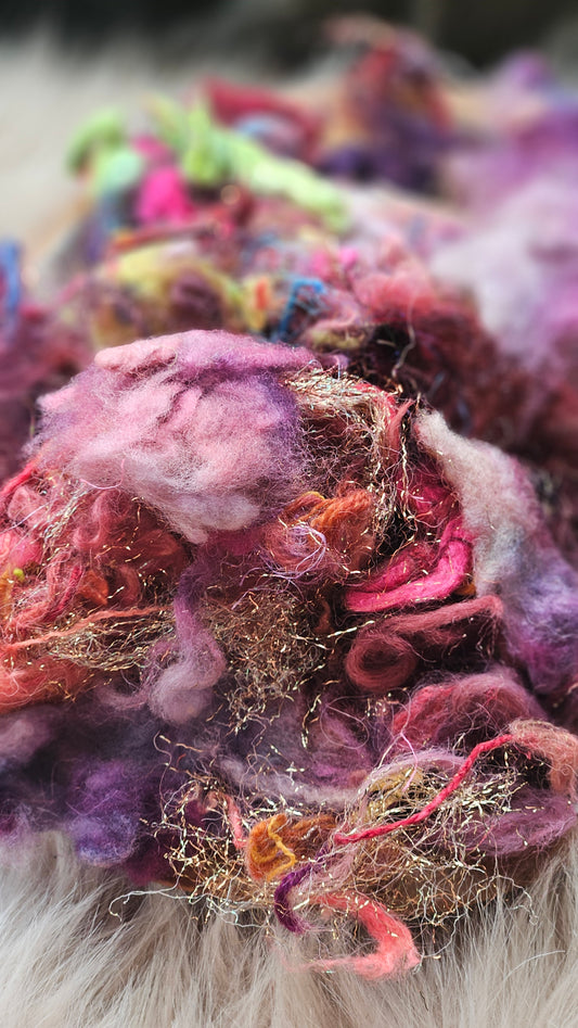 Coral Bloom - hand-dyed wool alpaca bamboo texture blend - 4 ounces | 114 grams