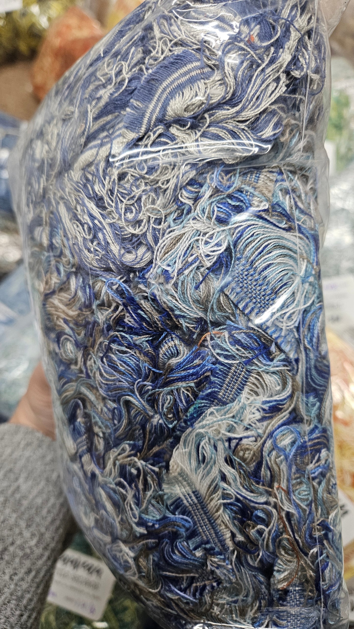 BLUE SKIES - textile selvedge for rug and art weaving and art yarn - SKY007 (1 lb)