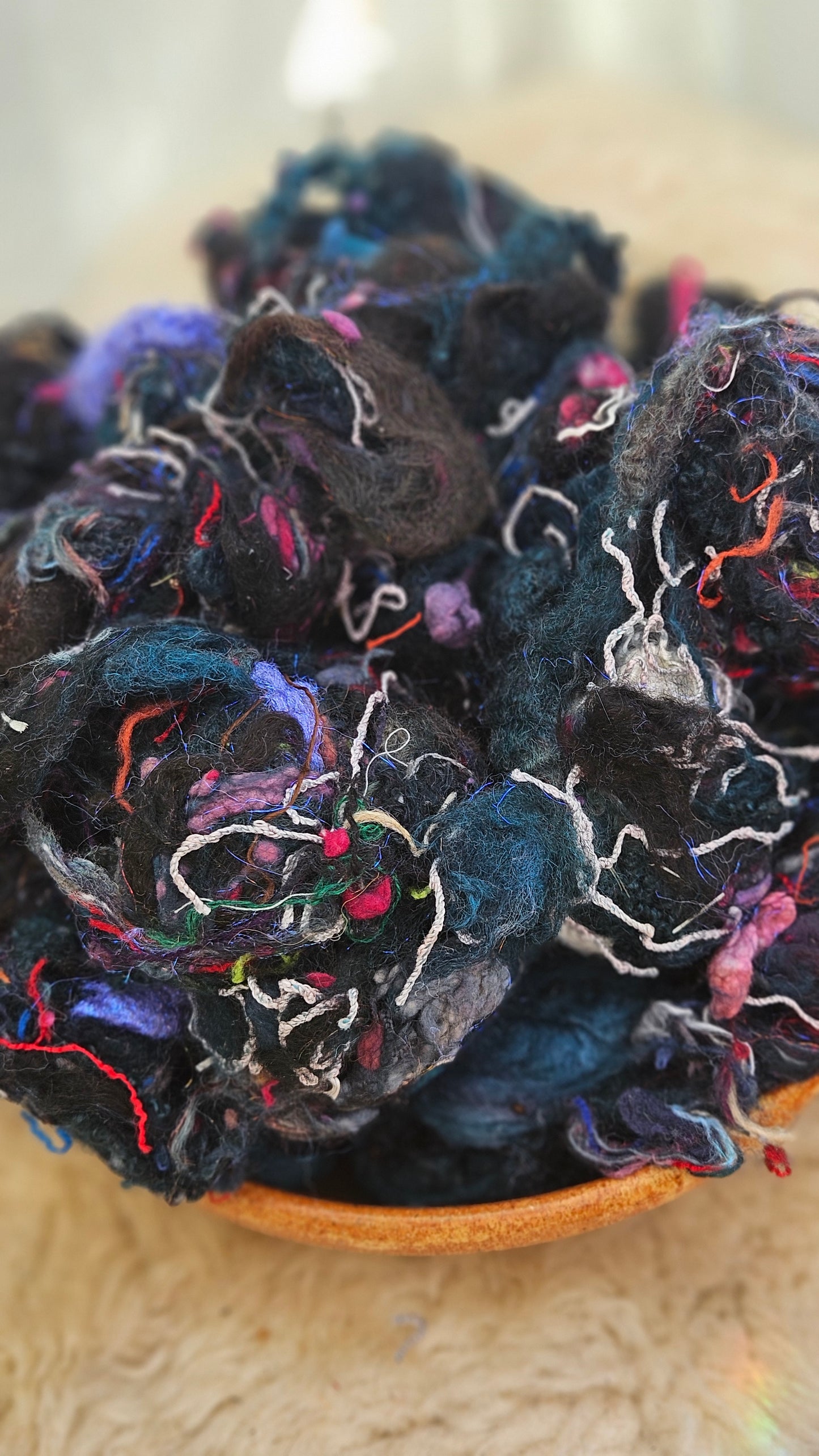 FROST LIGHT - Hand-Dyed Recycled Wool Texture Blend for art yarn embellishing, texture blending, felting, mixed media, and fiber art - 4 ounces | 114 grams