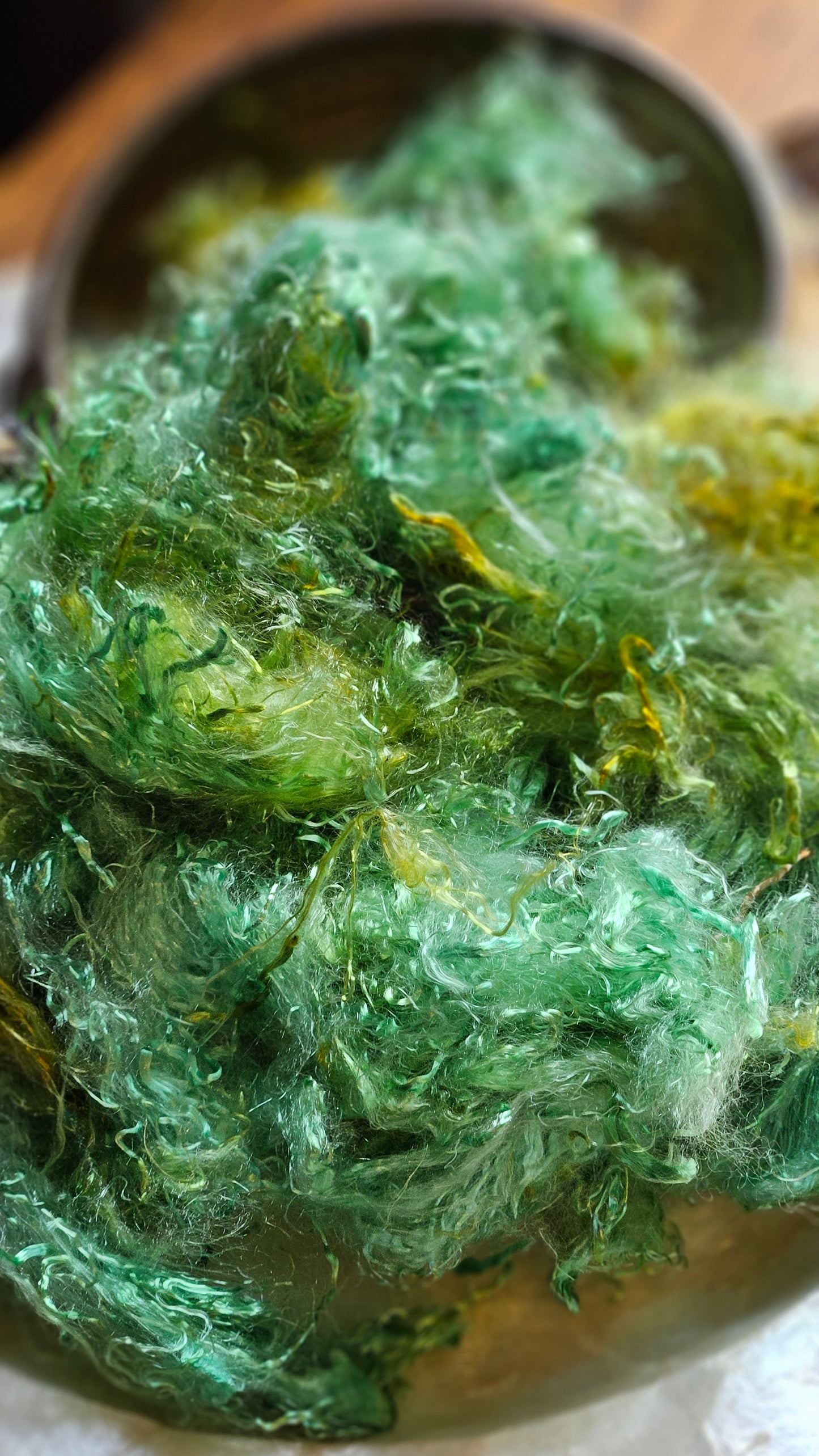 TSAVORITE - hand-dyed eucalyptus crimp faux-silk for art yarn embellishing, fiber blending, felting, and papermaking - 2 oz | 57 g