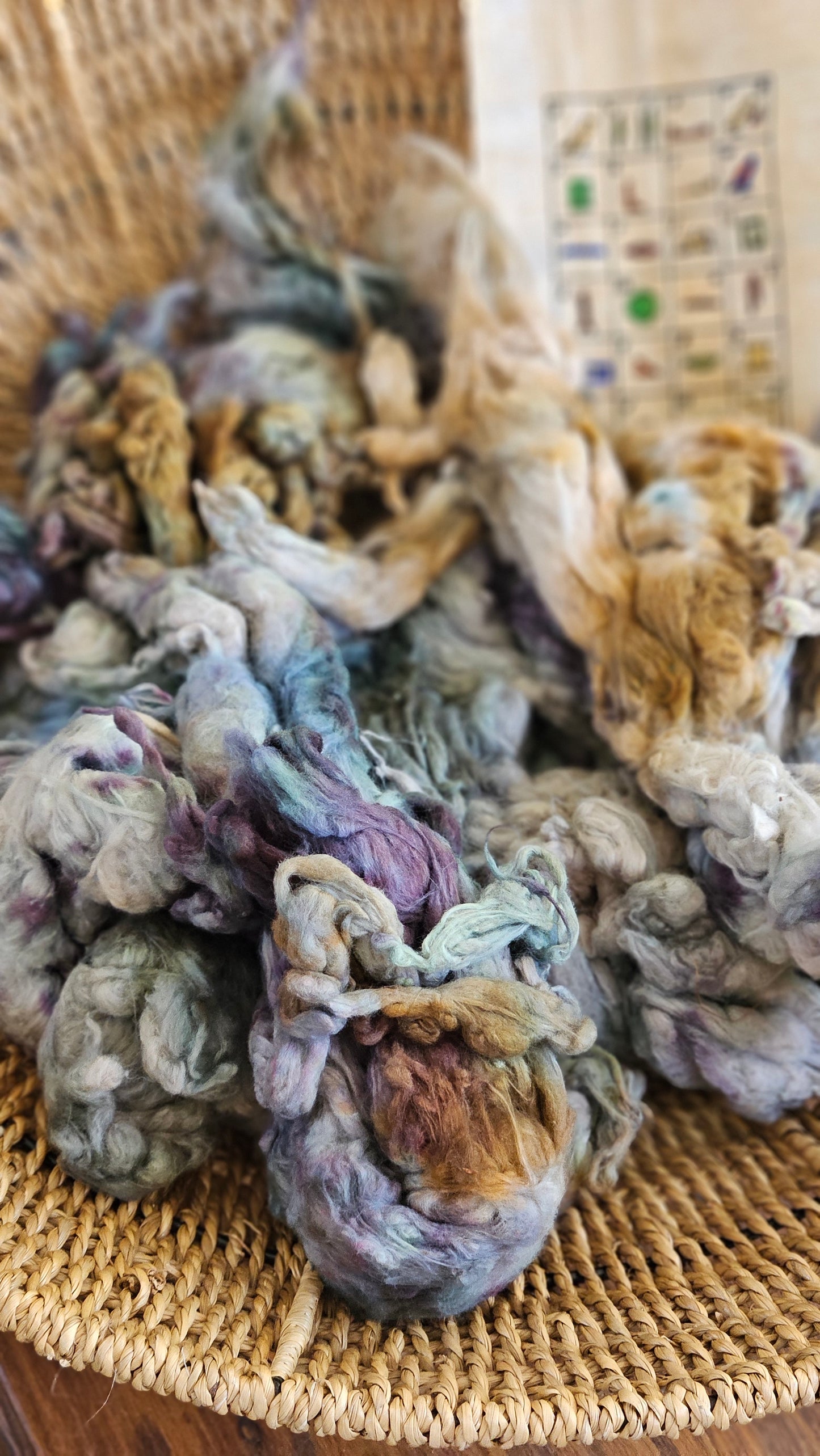 NILE Hand-Dyed Organic Extra Fine Cotton Noil for fiber art, texture blending, and papermaking - 1 ounce | 28 grams