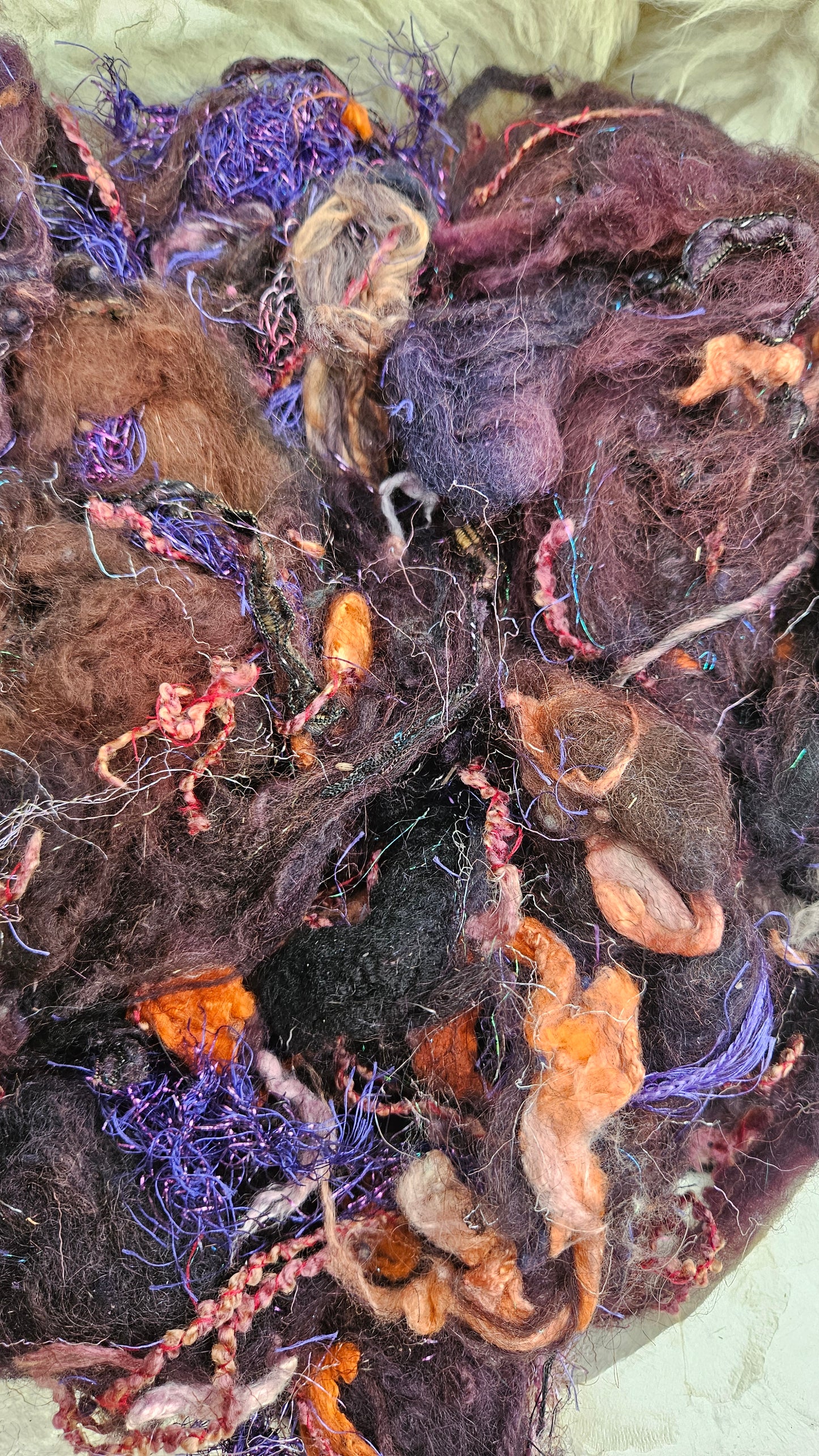 SOLSTICE VINEYARD - Hand-Dyed Alpaca Bamboo Texture Blend for art yarn embellishing, texture blending, felting, mixed media, and fiber art - 4 ounces | 114 grams