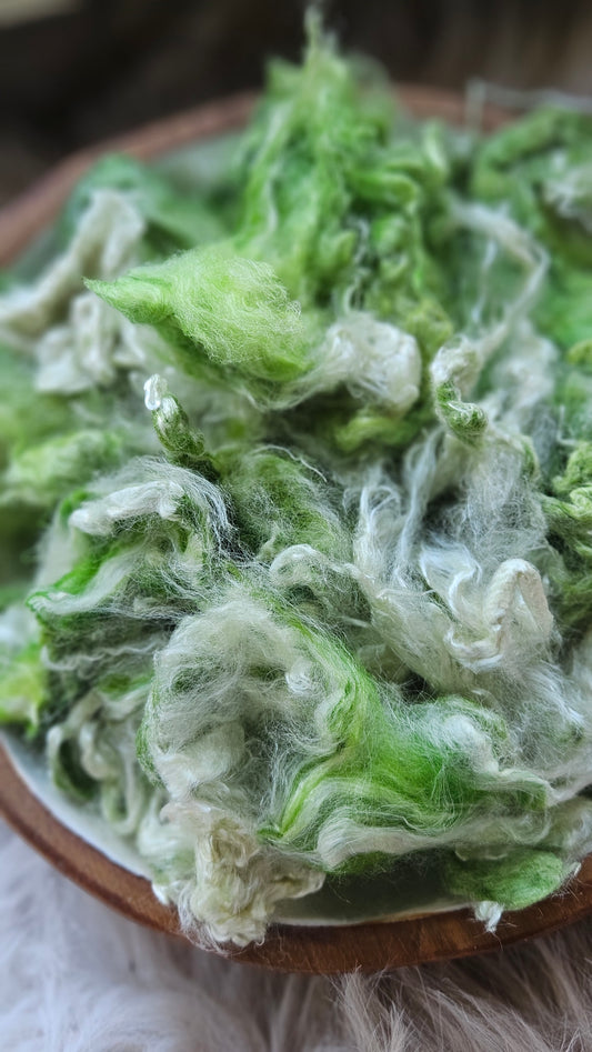 Thin Mint - hand-dyed fine wool and silky bamboo mill ends - 5 oz |  142 g