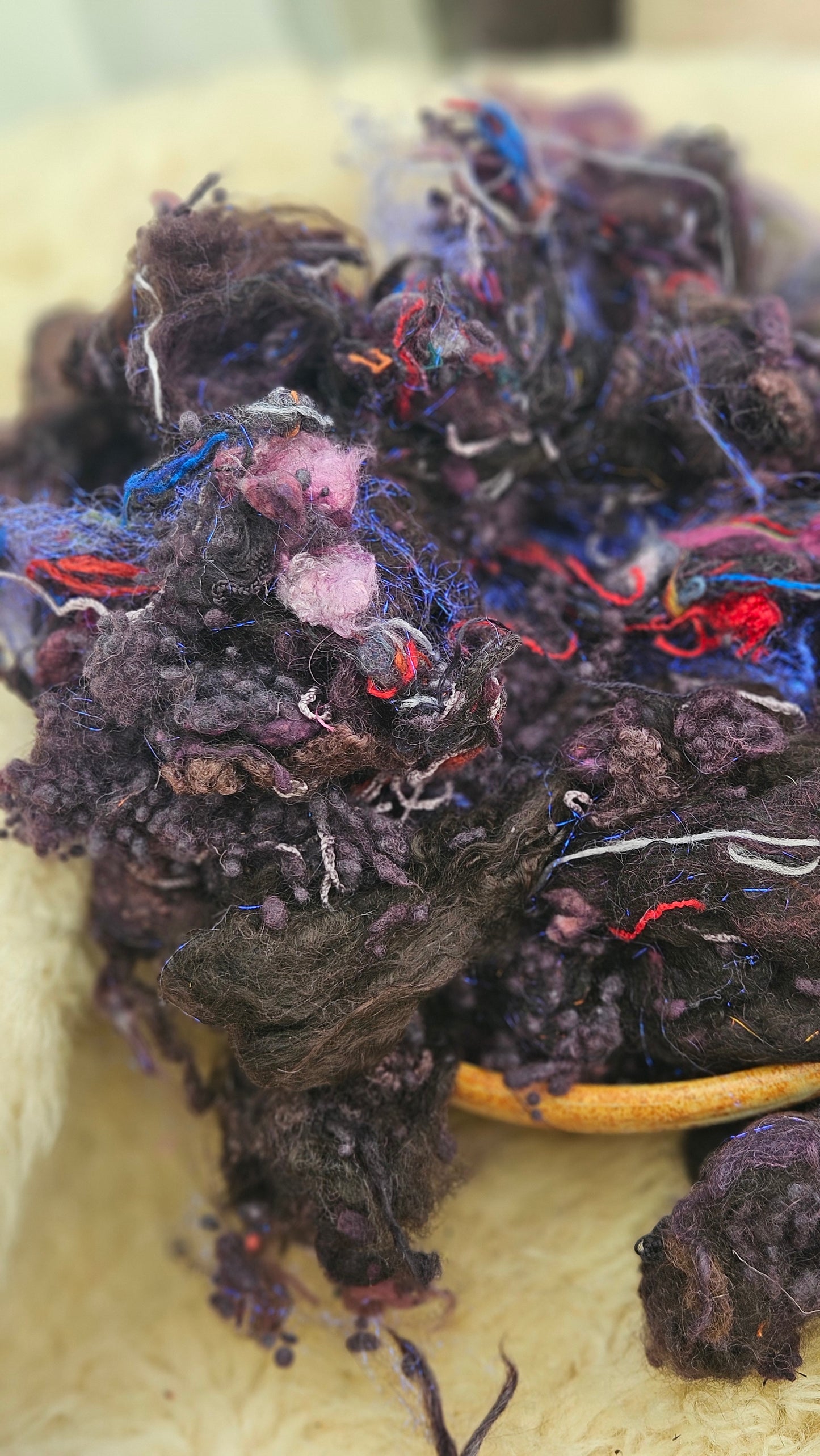 OASIS SHADE - Hand-Dyed Recycled Wool Texture Blend for art yarn embellishing, texture blending, felting, mixed media, and fiber art - 4 ounces | 114 grams