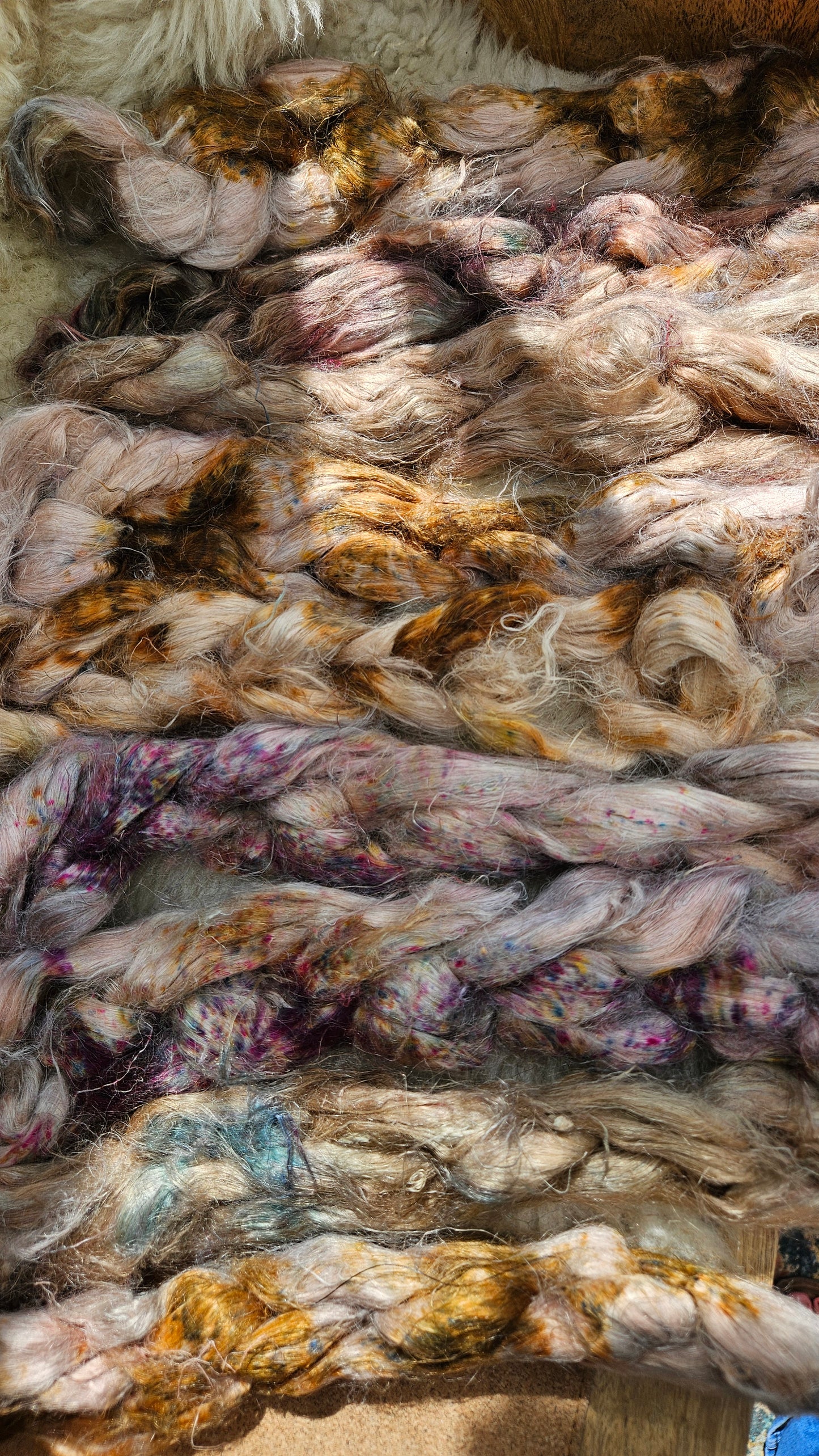 GRAIL Hand-Dyed Fine Hemp for fiber art, texture blending, and papermaking - 2 ounces | 57 grams