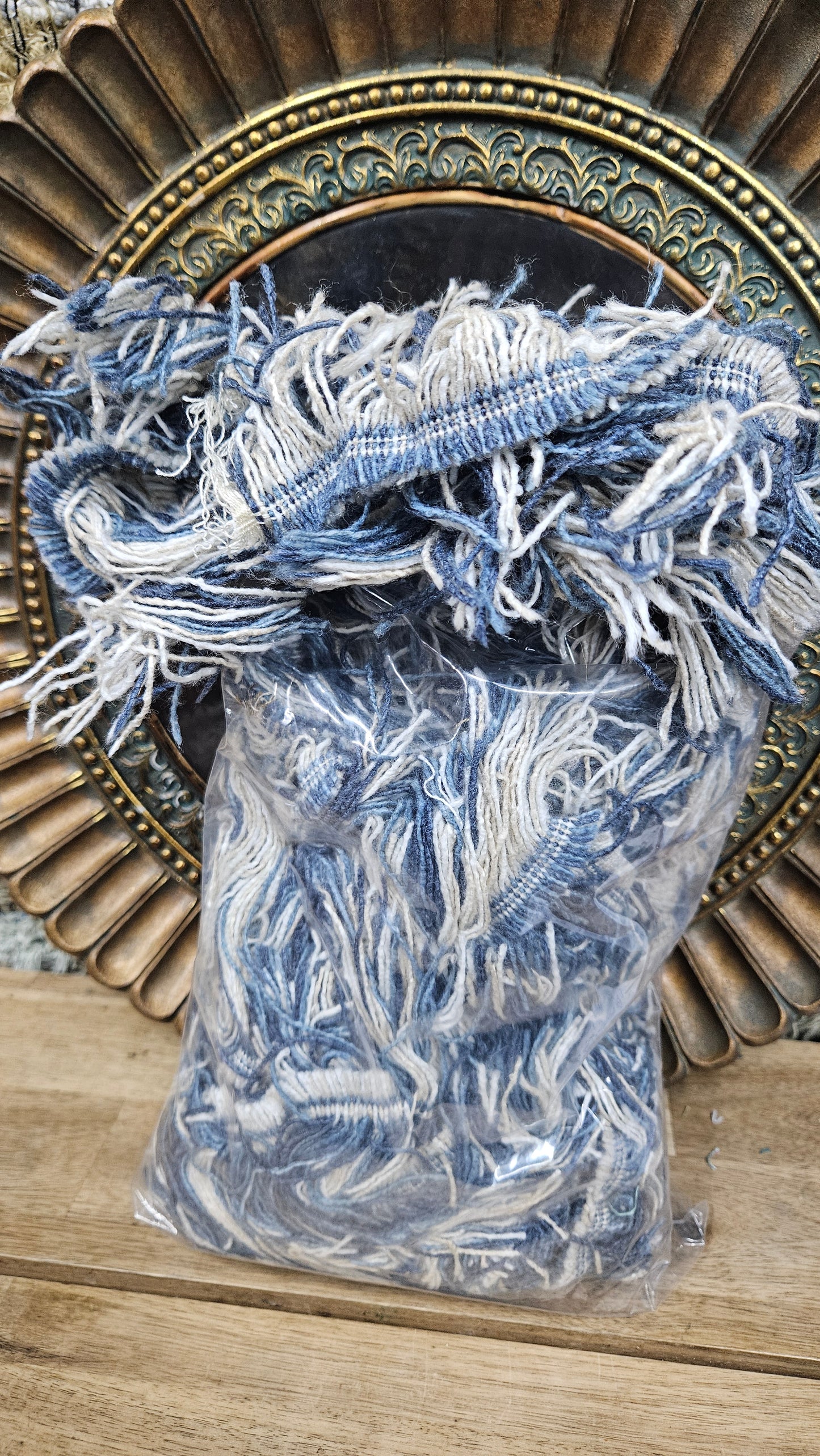 STARRY NIGHT - shaggy fringe ribbon for tapestry weaving and fiber art - LAPIS05 (.6 lb)