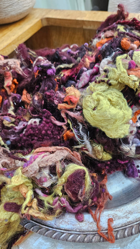 BOG WOOD - Hand-Dyed Alpaca Bamboo Texture Blend for art yarn embellishing, texture blending, felting, mixed media, and fiber art - 4 ounces | 114 grams