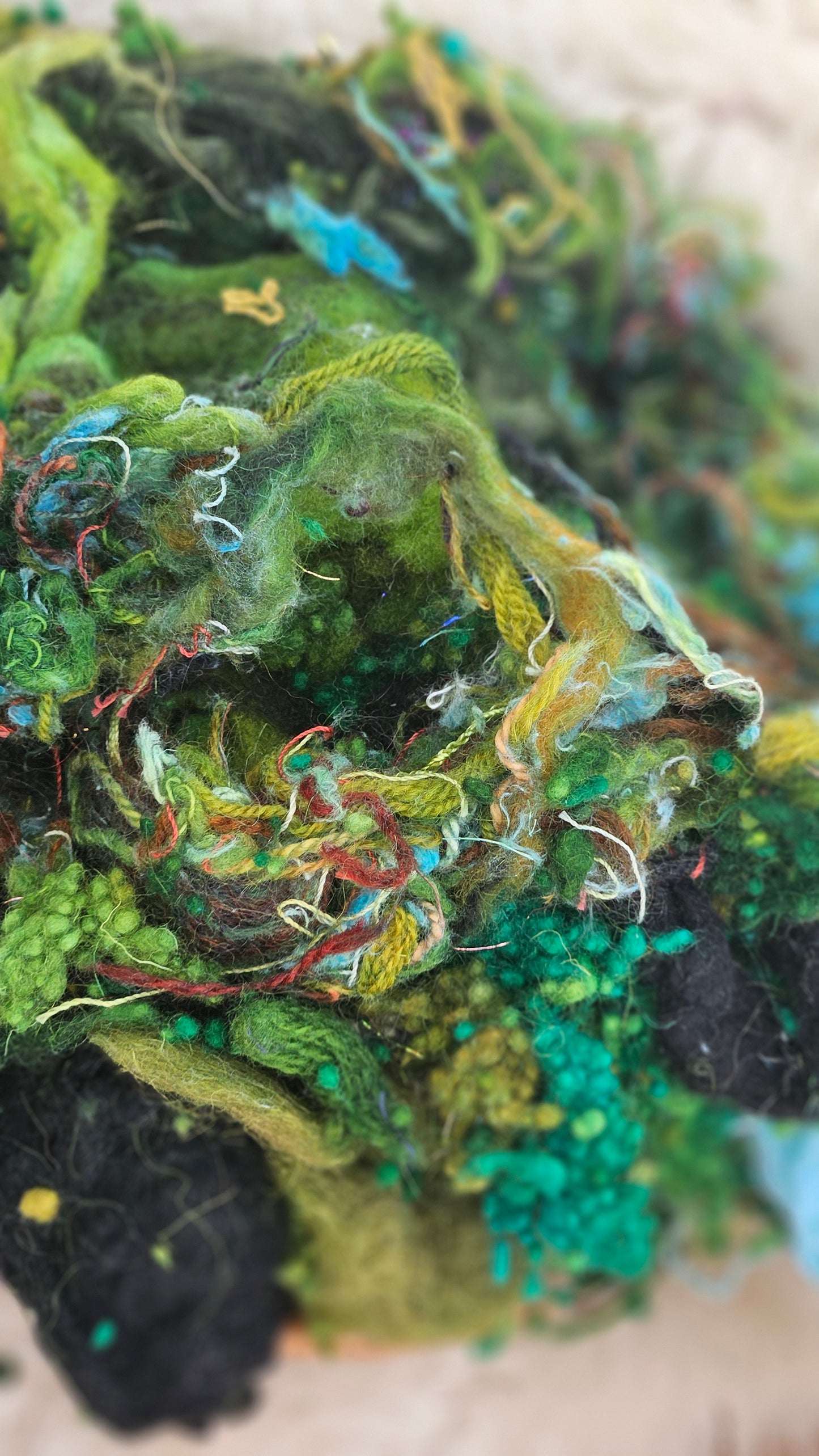 PRAIRIE GARDEN - Hand-Dyed Recycled Wool Texture Blend for art yarn embellishing, texture blending, felting, mixed media, and fiber art - 4 ounces | 114 grams