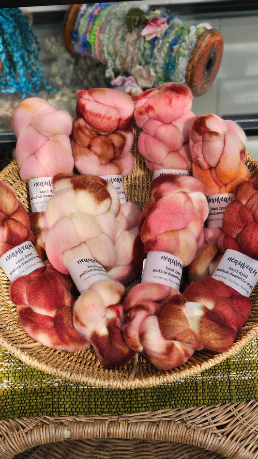 Rosella - hand dyed domestic wool roving for felting and blending - 2 ounces | 57 grams
