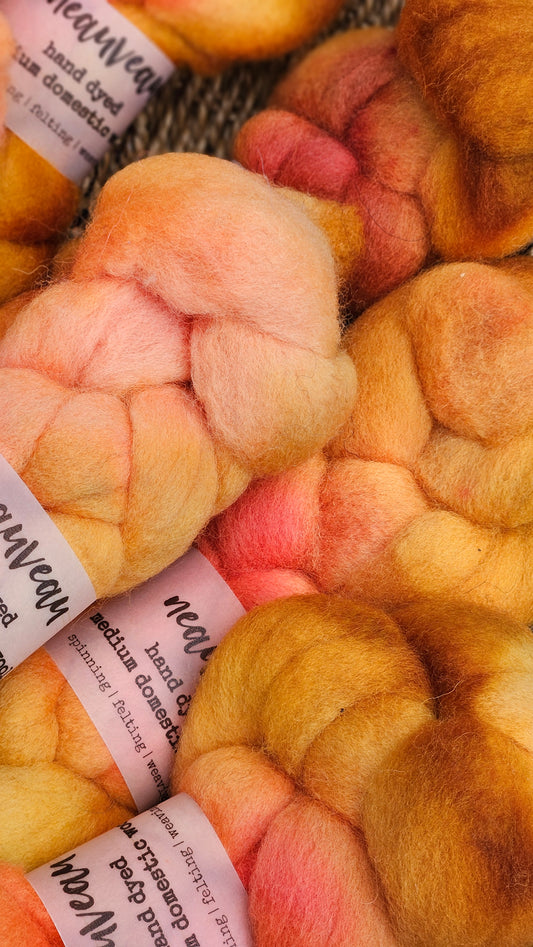 Lovebird - hand dyed domestic wool roving for felting and blending - 2 ounces | 57 grams