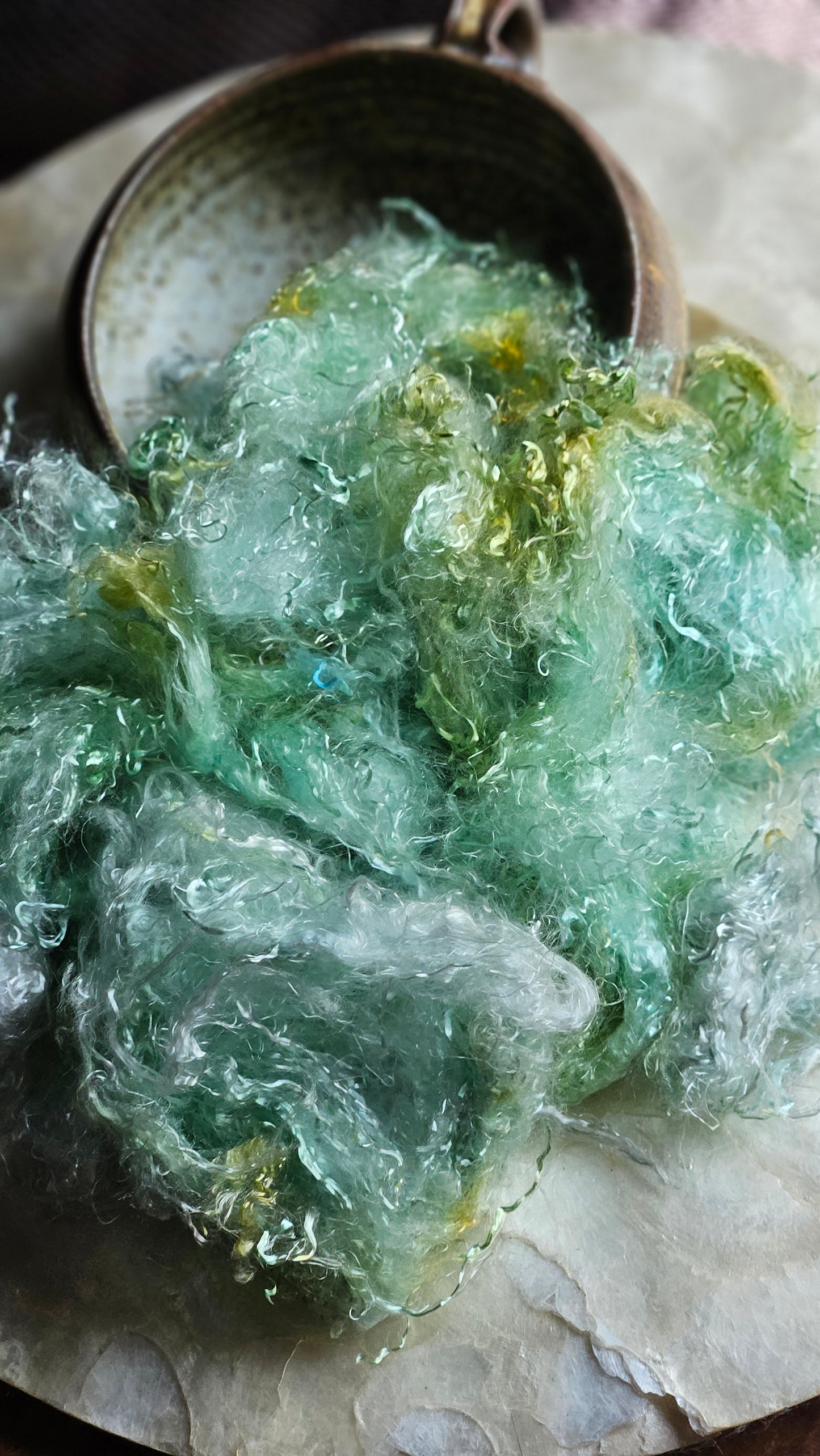 SERAPHINITE - hand-dyed eucalyptus crimp faux-silk for art yarn embellishing, fiber blending, felting, and papermaking - 2 oz | 57 g