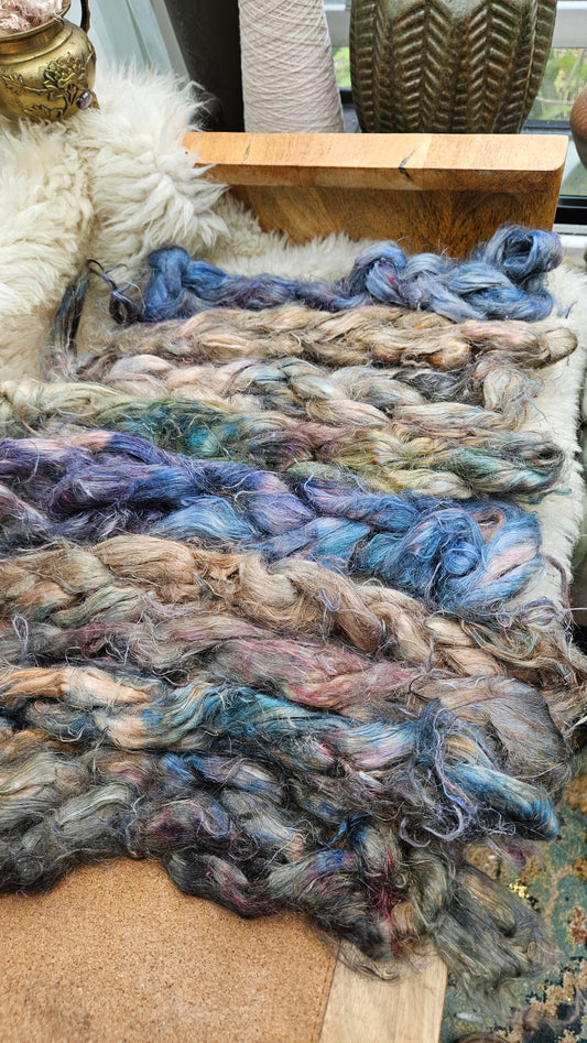 LANCELOT Hand-Dyed Fine Hemp for fiber art, texture blending, and papermaking - 2 ounces | 57 grams