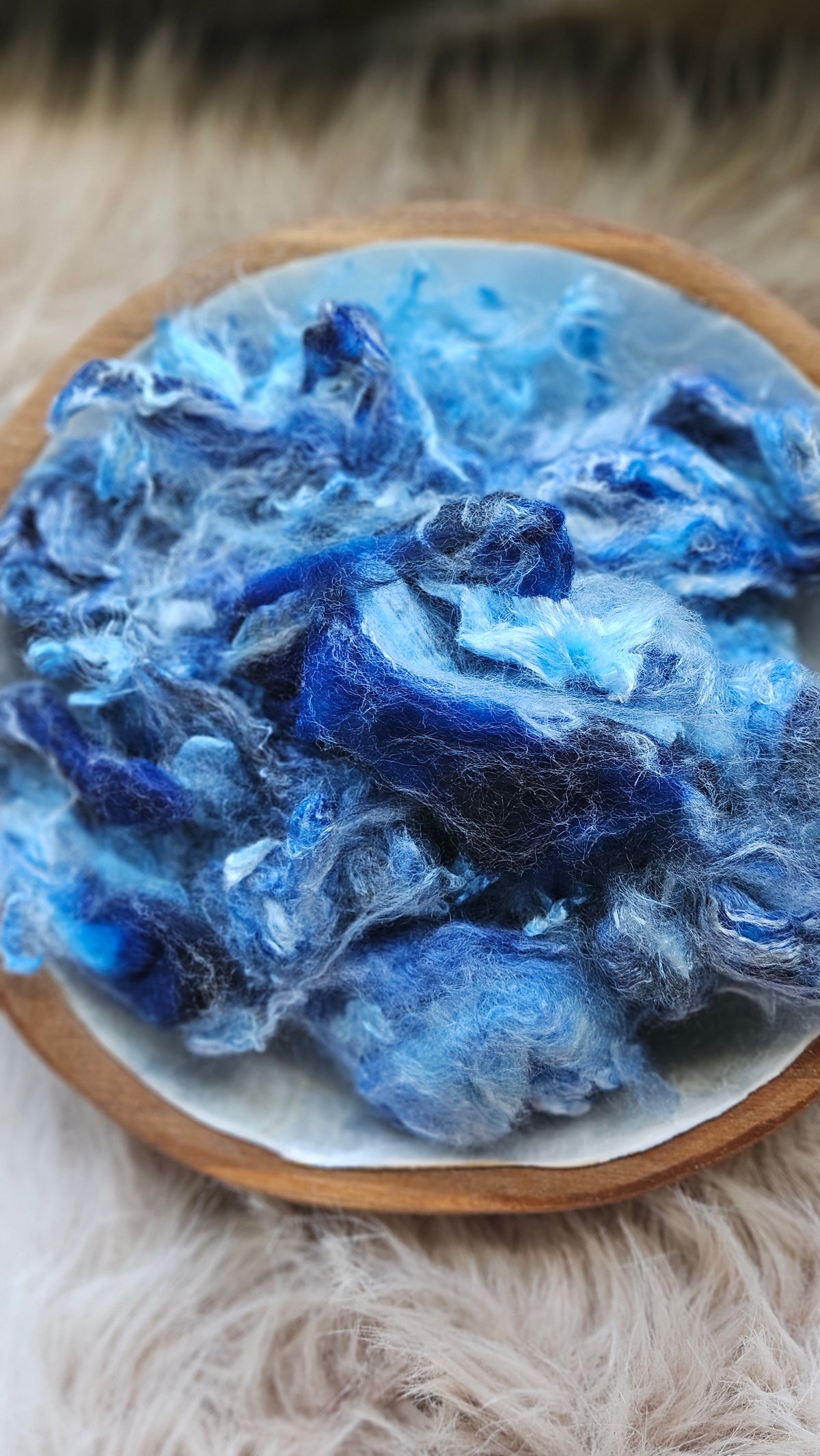 Blueberry - hand-dyed fine wool and silky bamboo mill ends - 5 oz |  142 g