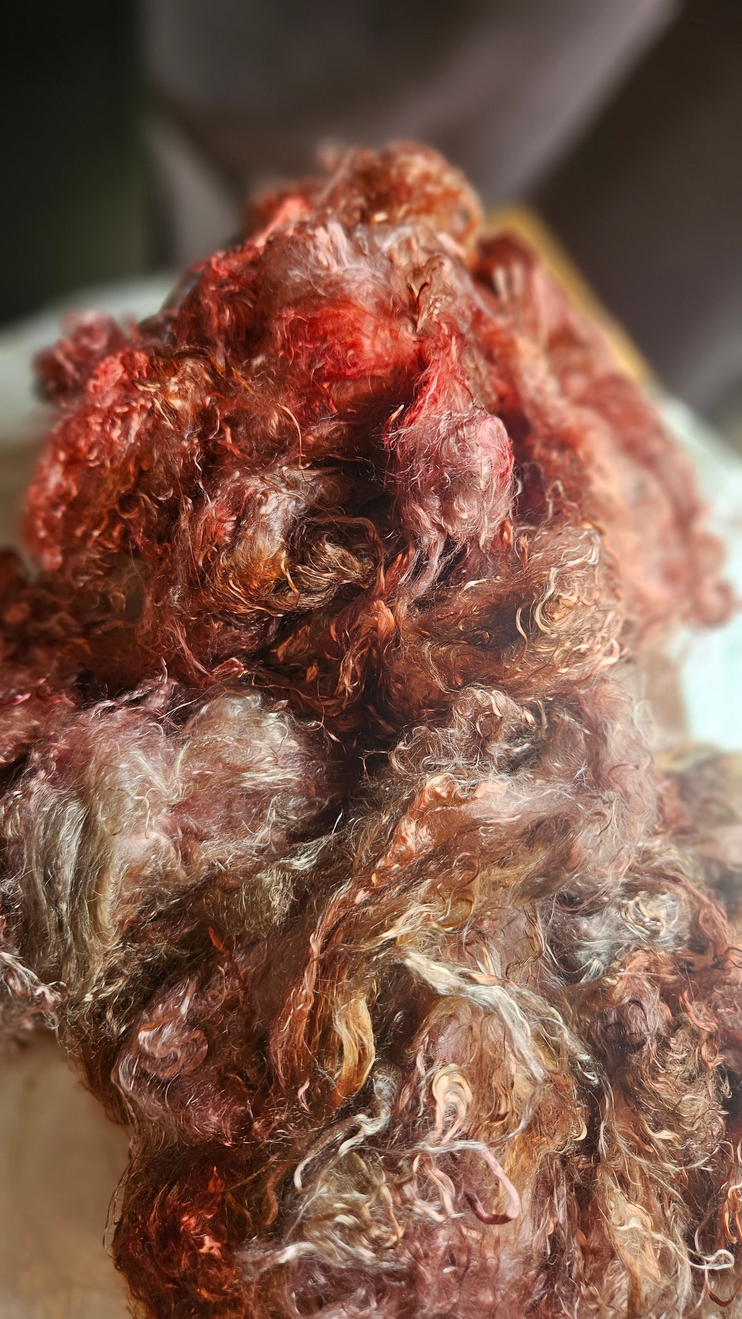 RUBELLITE - hand-dyed eucalyptus crimp faux-silk for art yarn embellishing, fiber blending, felting, and papermaking - 2 oz | 57 g