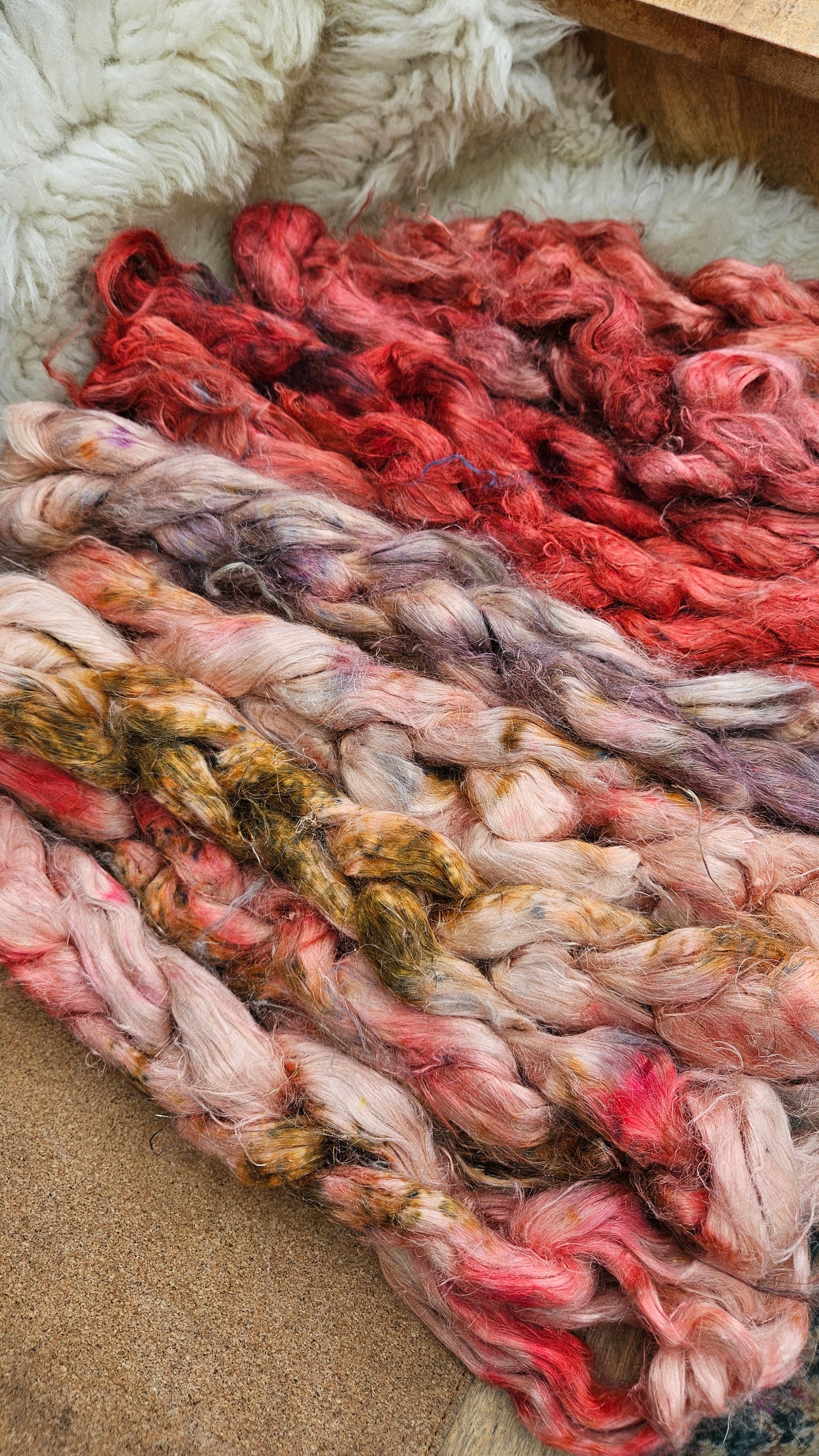 PHOENIX Hand-Dyed Fine Hemp for fiber art, texture blending, and papermaking - 2 ounces | 57 grams