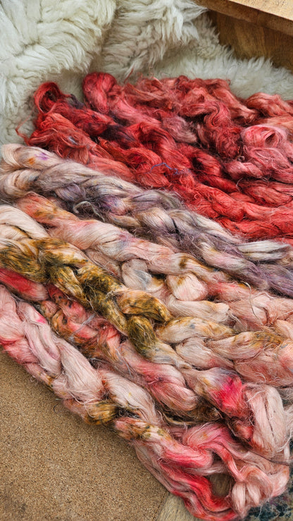 PHOENIX - rare hand-dyed hemp top for carding into art batts - 2 ounces | 57 grams
