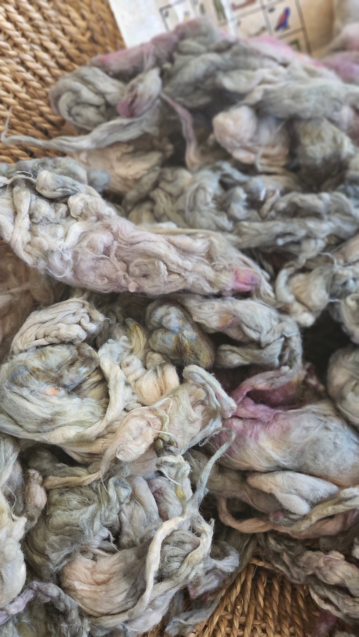 KHUFU Hand-Dyed Organic Extra Fine Cotton Noil for fiber art, texture blending, and papermaking - 1 ounce | 28 grams