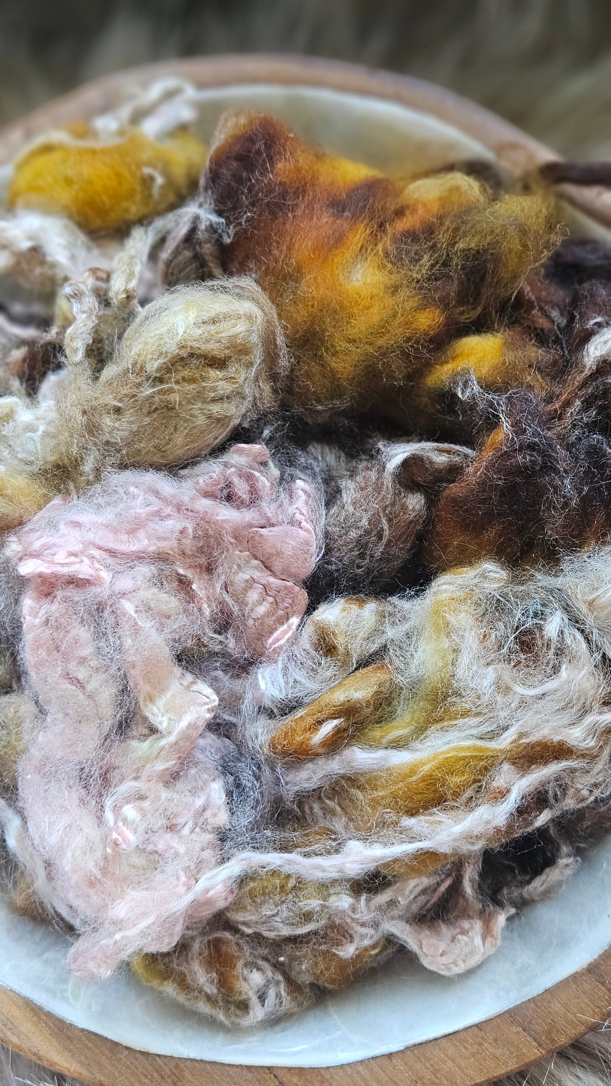 Tres Leches - hand-dyed fine wool and silky bamboo mill ends - 5 oz |  142 g
