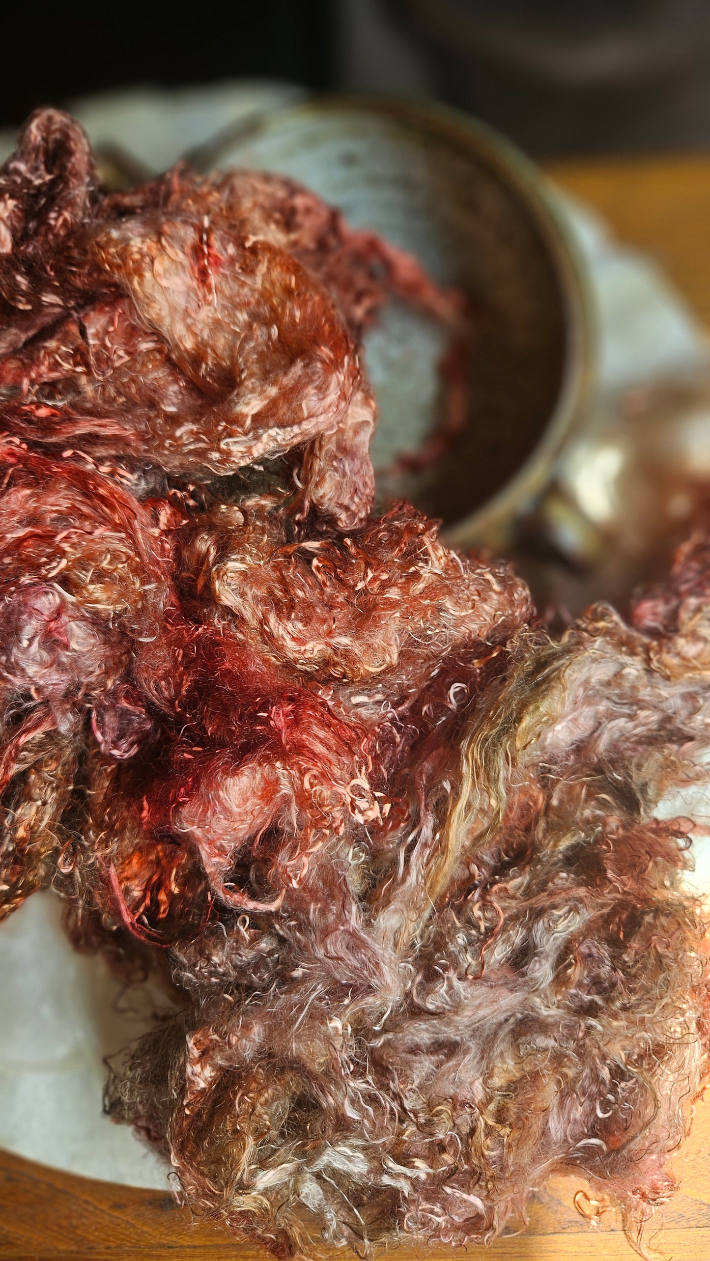 RUBELLITE - hand-dyed eucalyptus crimp faux-silk for art yarn embellishing, fiber blending, felting, and papermaking - 2 oz | 57 g