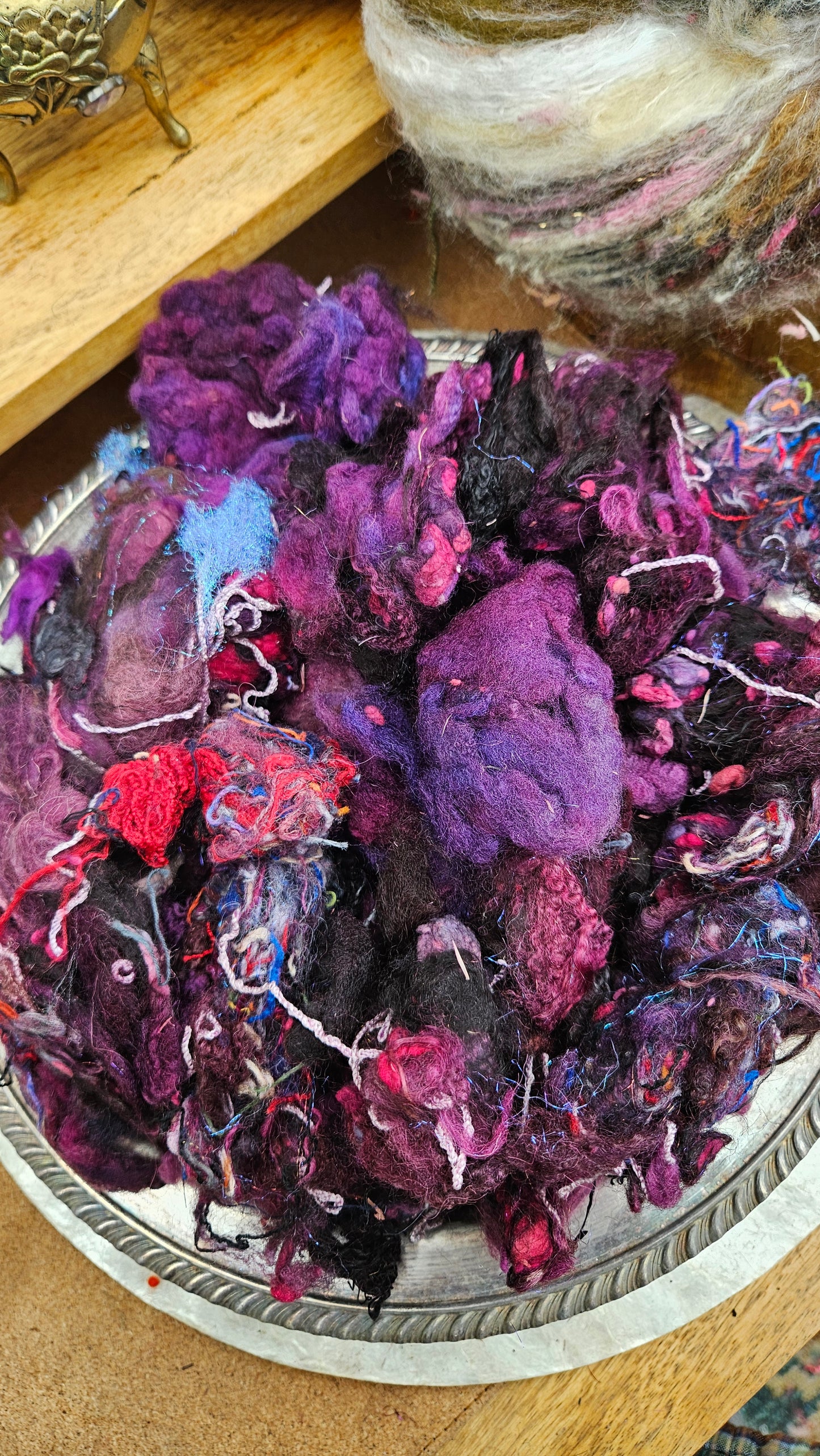 MIDNIGHT SUN - Hand-Dyed Texture Blend for art yarn embellishing, texture blending, felting, mixed media, and fiber art - 4 ounces | 114 grams