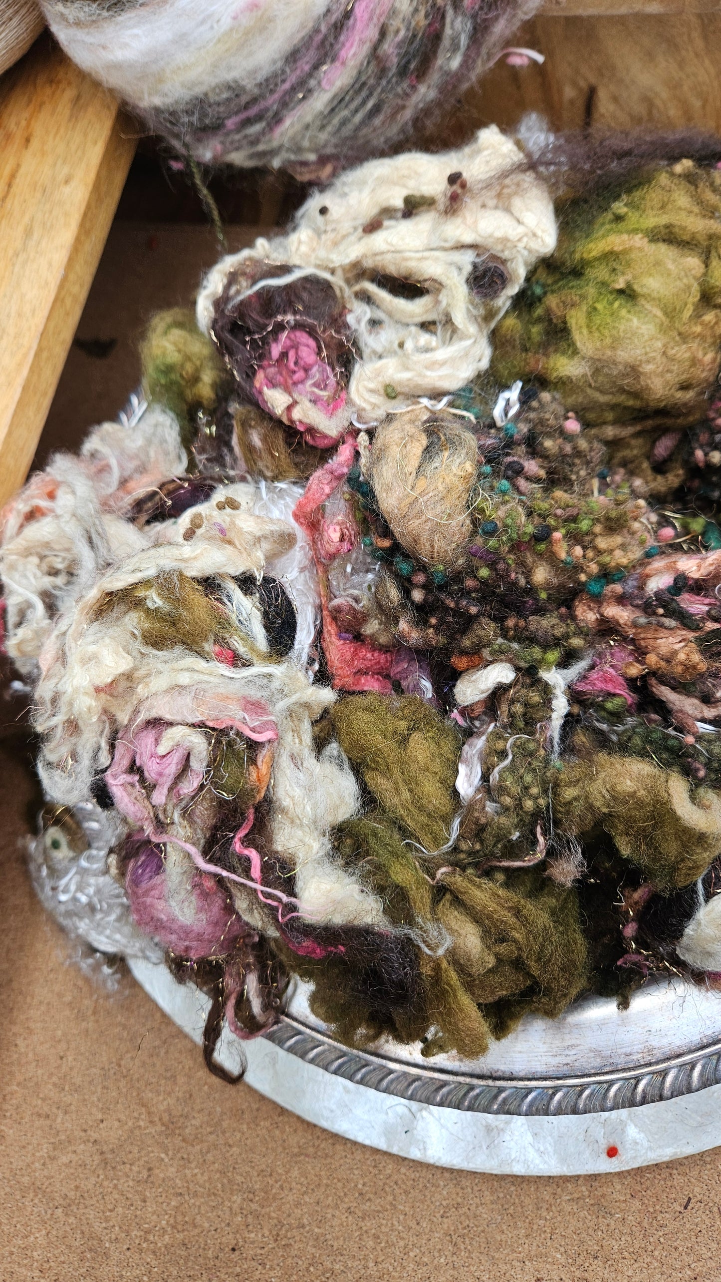 MIDSUMMER GARDEN - Hand-Dyed Alpaca Bamboo Texture Blend for art yarn embellishing, texture blending, felting, mixed media, and fiber art - 4 ounces | 114 grams