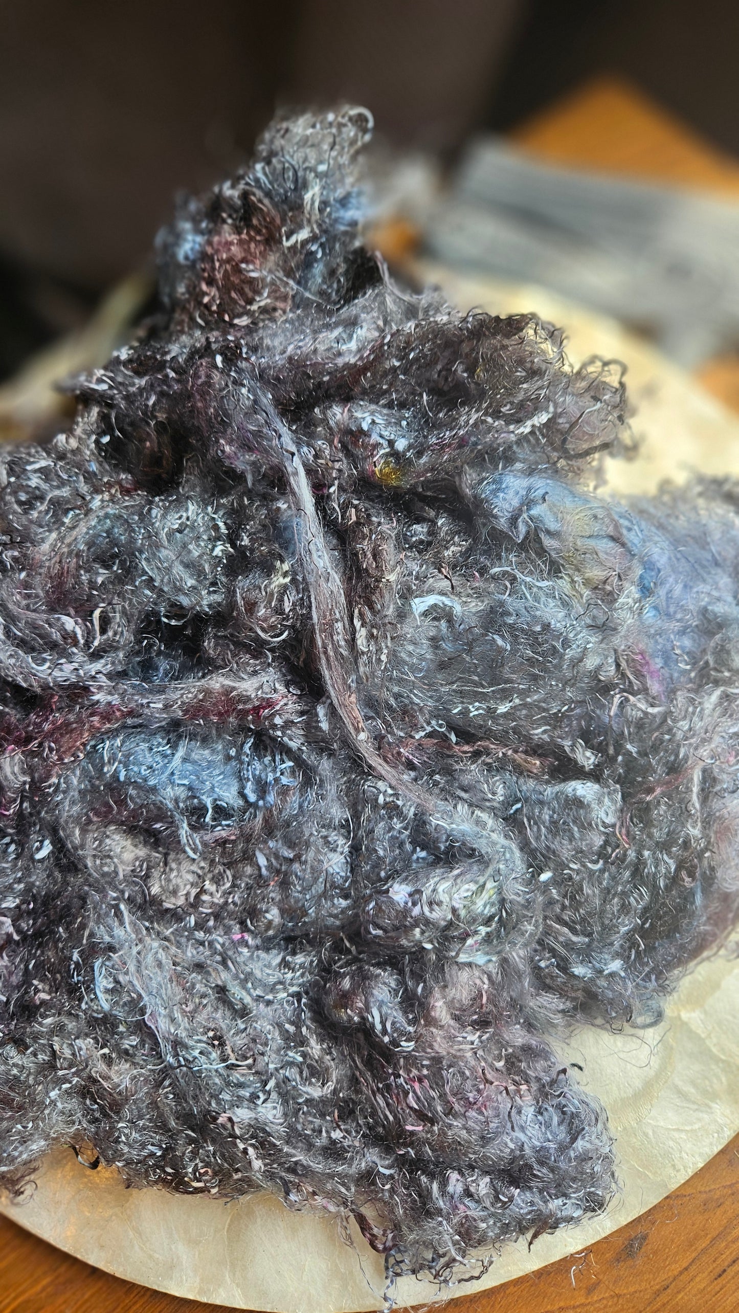 CASSITERITE - hand-dyed eucalyptus crimp faux-silk for art yarn embellishing, fiber blending, felting, and papermaking - 2 oz | 57 g