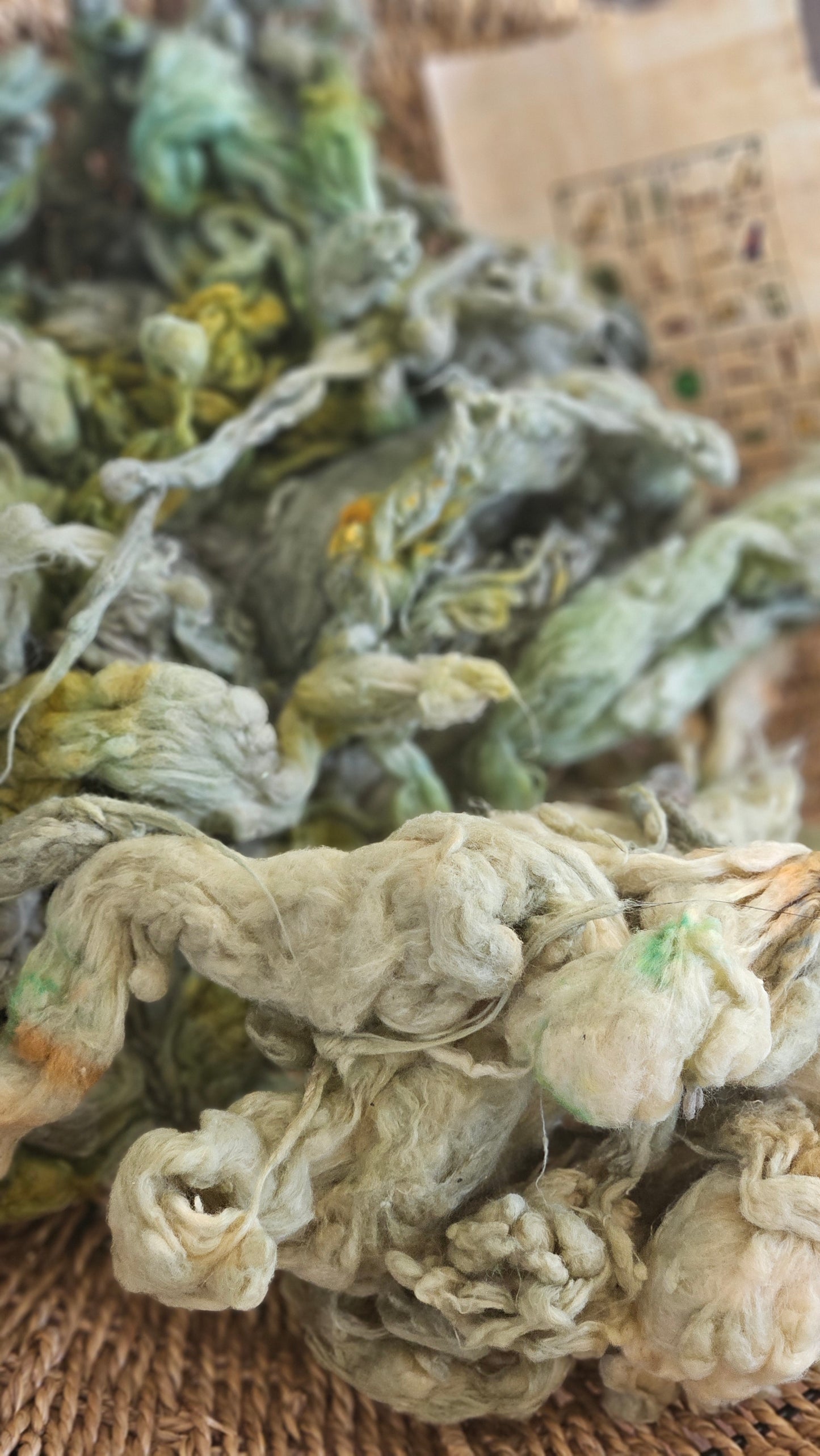 HATSHEPSUT Hand-Dyed Organic Extra Fine Cotton Noil for fiber art, texture blending, and papermaking - 1 ounce | 28 grams