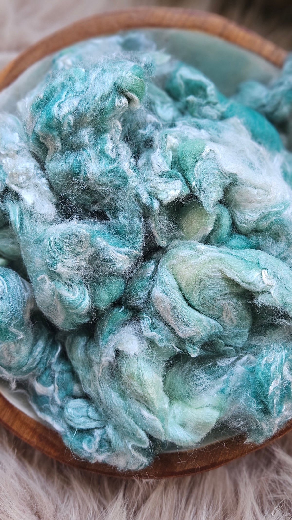 Spirulina - hand-dyed fine wool and silky bamboo mill ends - 5 oz |  142 g