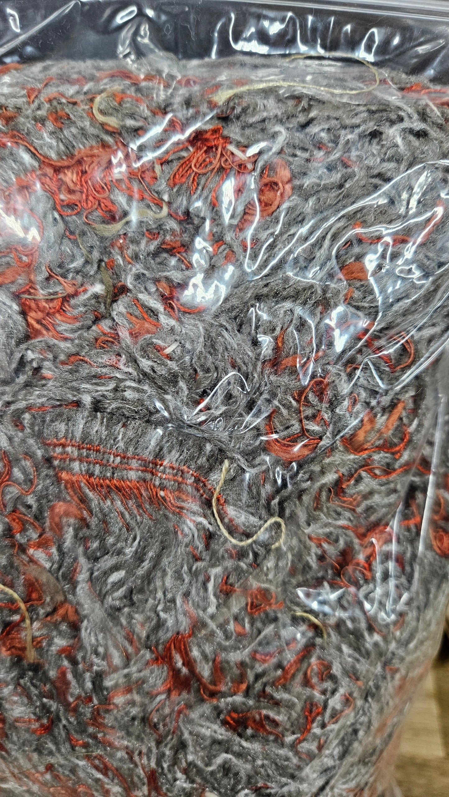 ORANGE EARTH - shaggy fringe ribbon for tapestry weaving and fiber art - ORANGE001 (.8 lb)