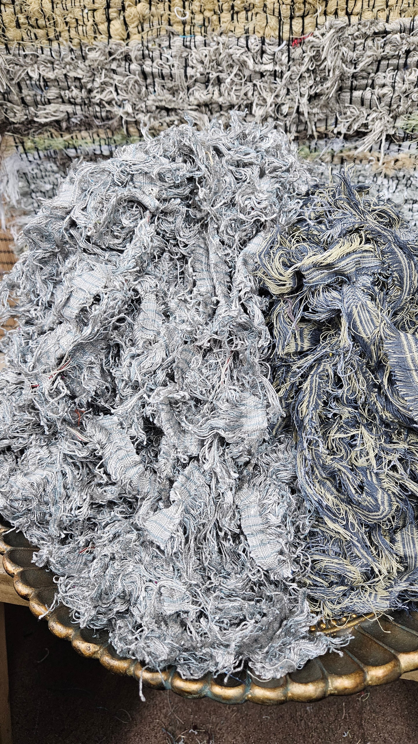 BULK 14 - shaggy fringe ribbon for tapestry weaving and fiber art - 4.8 POUNDS