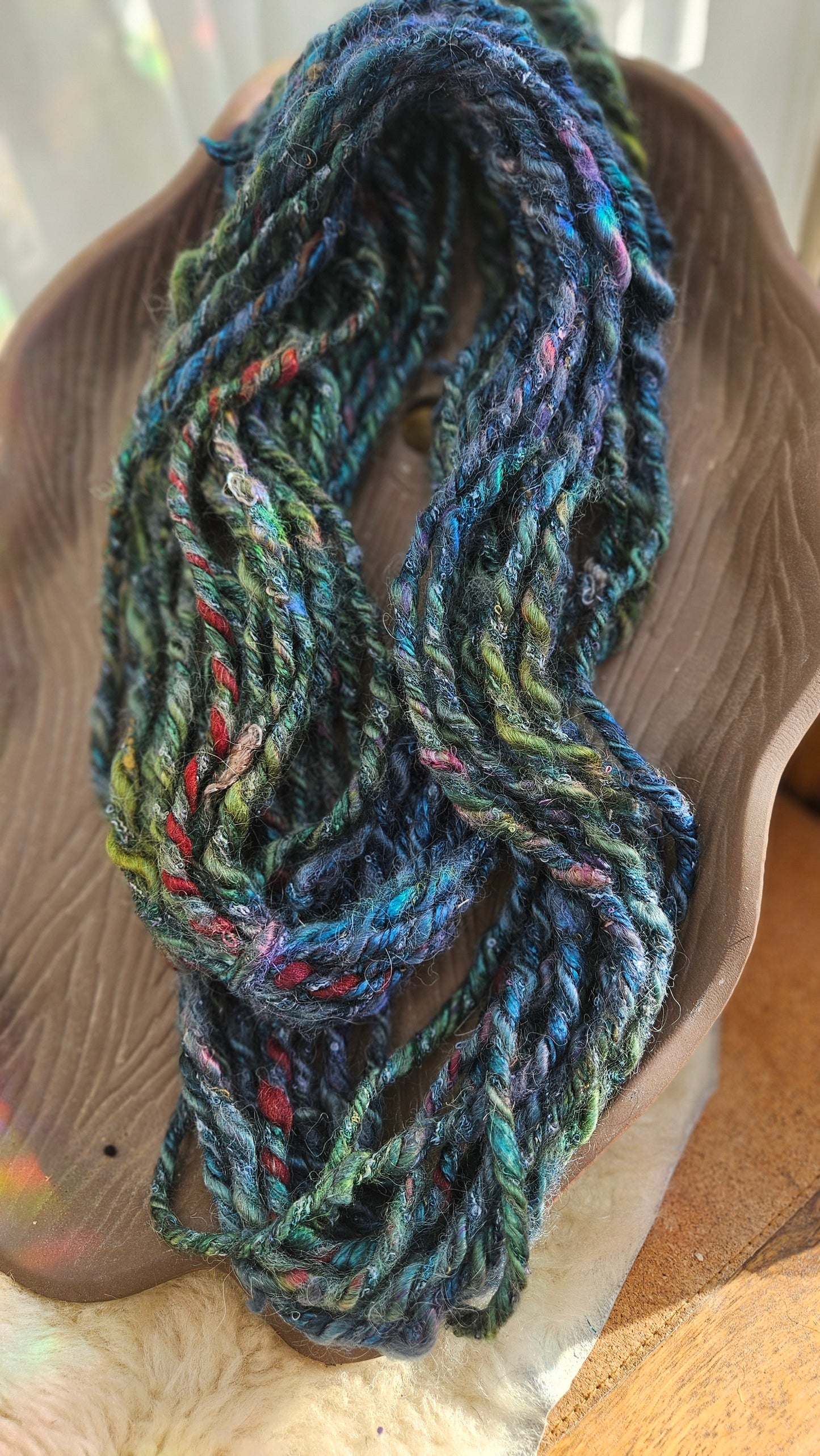 NIGHTINGALE - Bulky Handspun Art Yarn XL Skein - 28 yards | 3.9 ounces | 111 grams