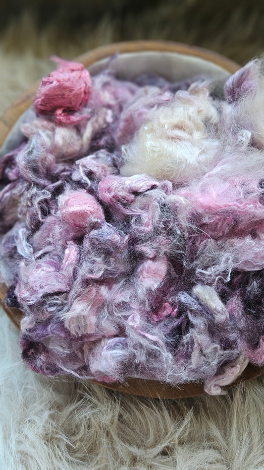 Huckleberry Pie - hand-dyed fine wool and silky bamboo mill ends - 5 oz |  142 g