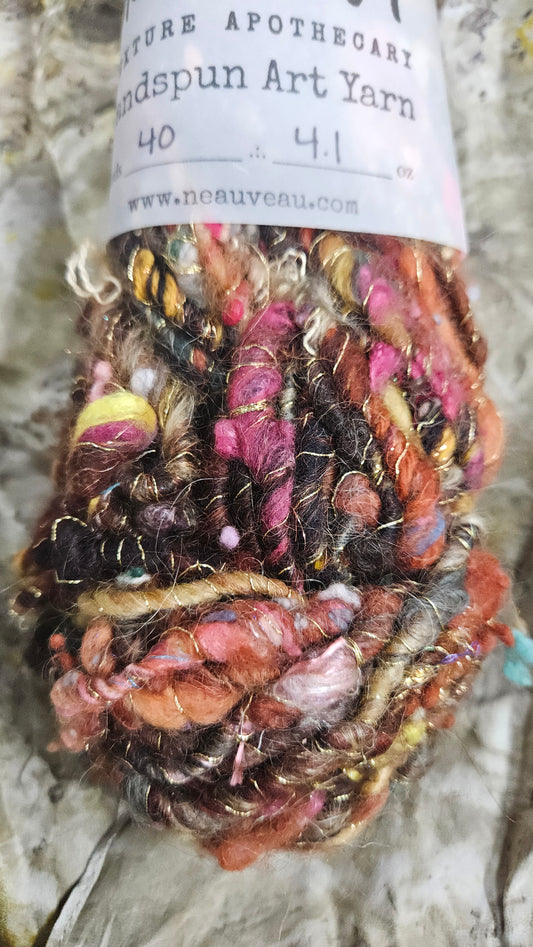 Handspun Bulky Art Yarn - Cinnamon Grove 06
