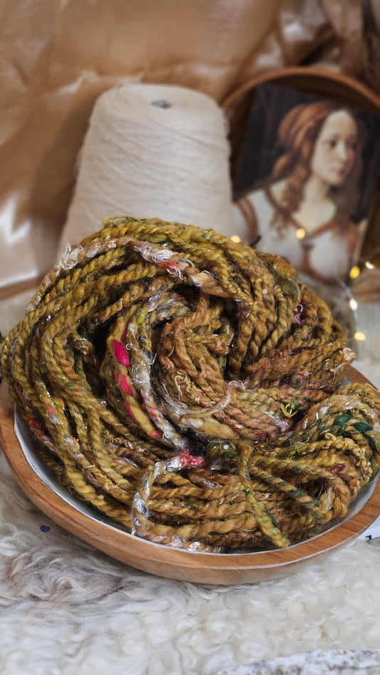 Handspun Bulky Art Yarn - 56 yards | 6 ounces - Botticelli Portrait 03