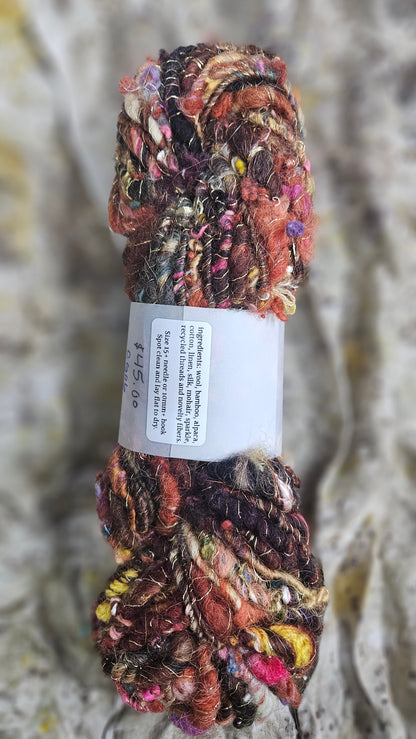 Handspun Bulky Art Yarn - Cinnamon Grove 06