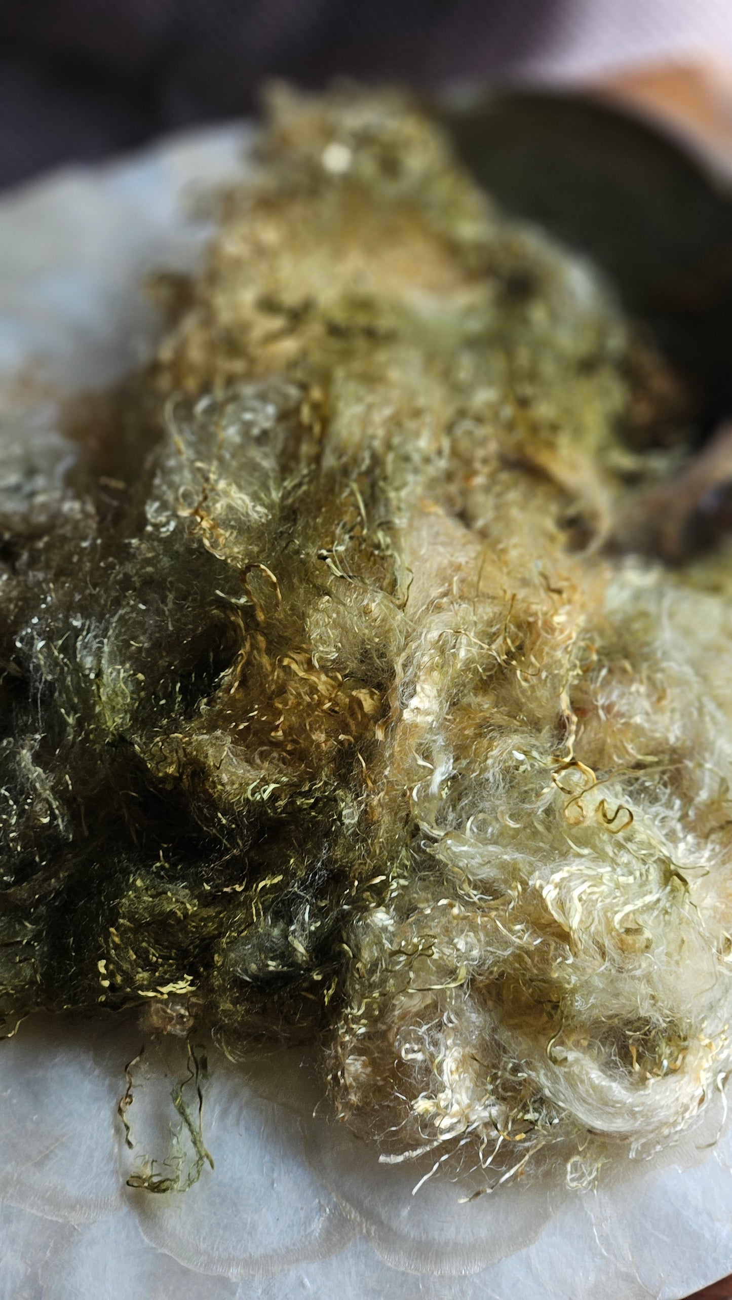 CHRYSOBERYL - hand-dyed eucalyptus crimp faux-silk for art yarn embellishing, fiber blending, felting, and papermaking - 2 oz | 57 g