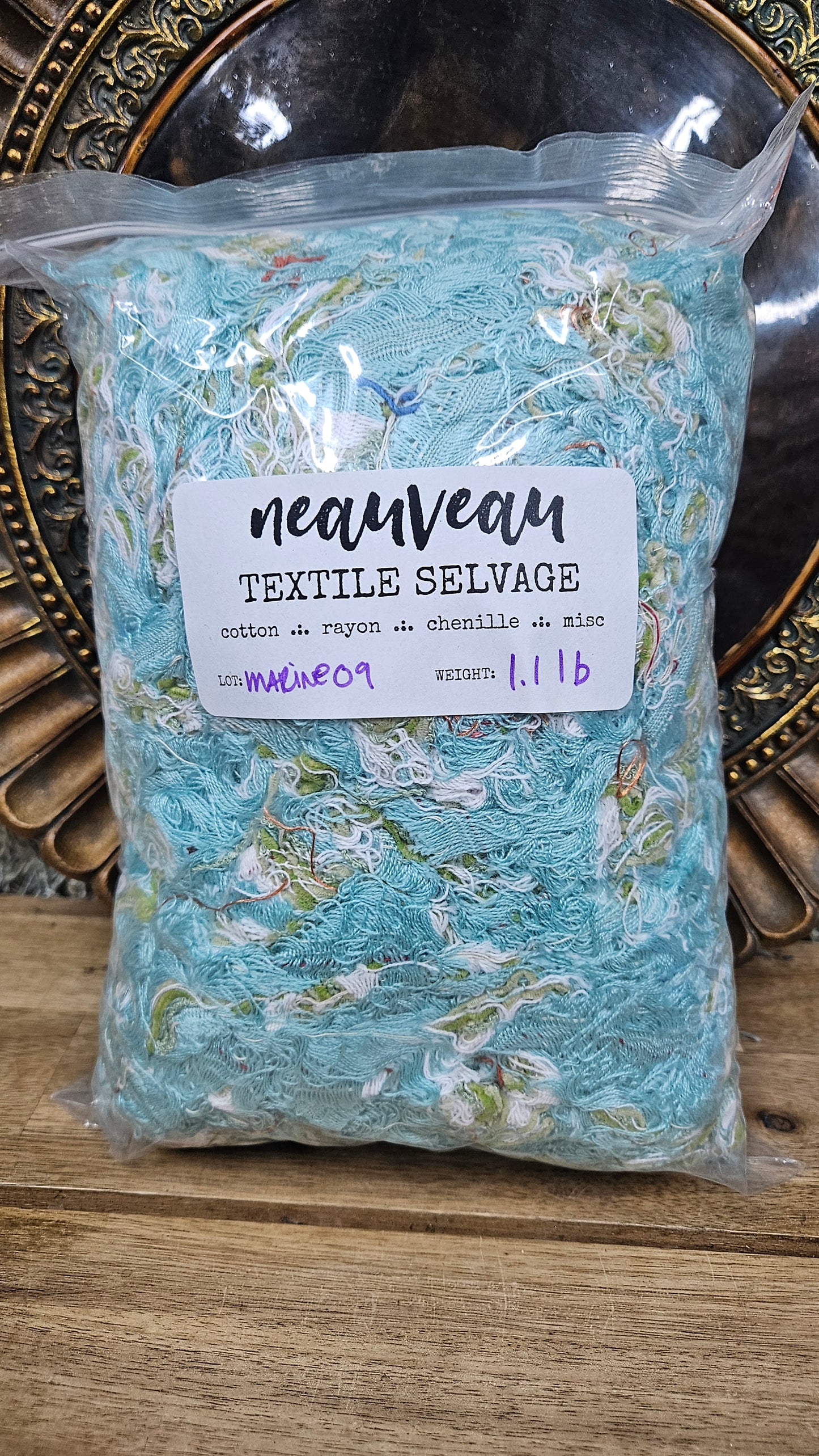 KOI POND - shaggy fringe ribbon for tapestry weaving and fiber art - MARINE0809 (1 lb)